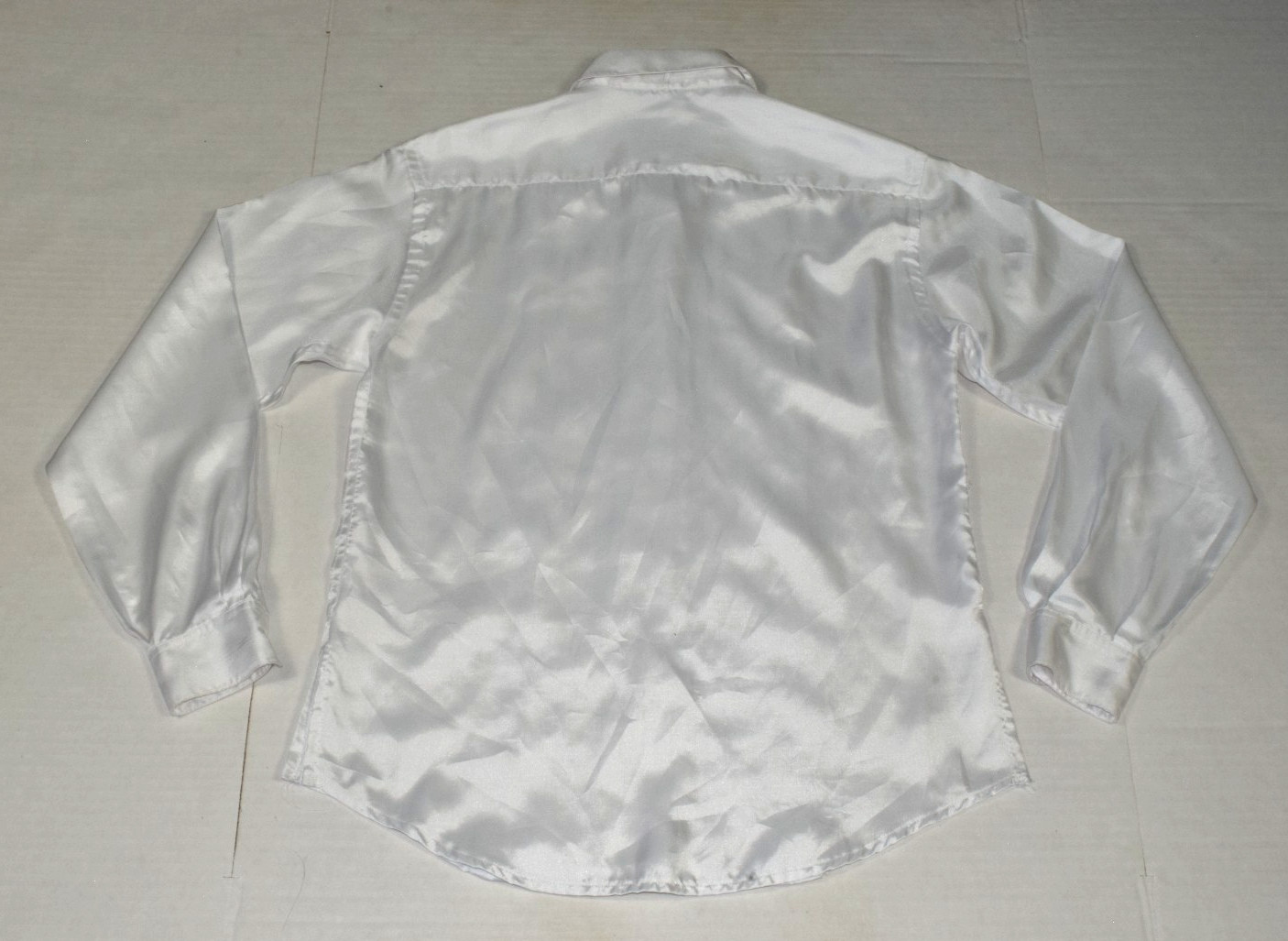 Vintage Blouse Westbound Size S 70s 80s White Satin Tuxedo Style Button Up