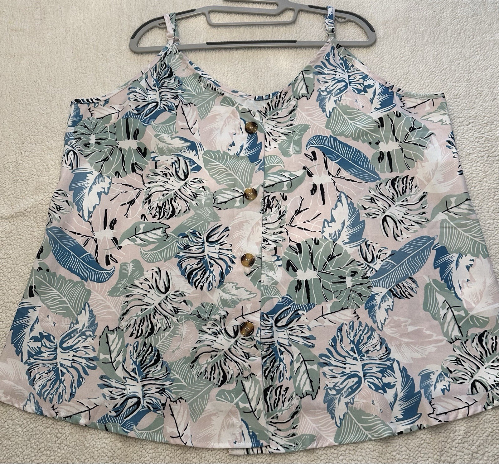 Classy! Stay Cool with this Front Button Up Tank Top. Soft Colors. 2XL. Light.