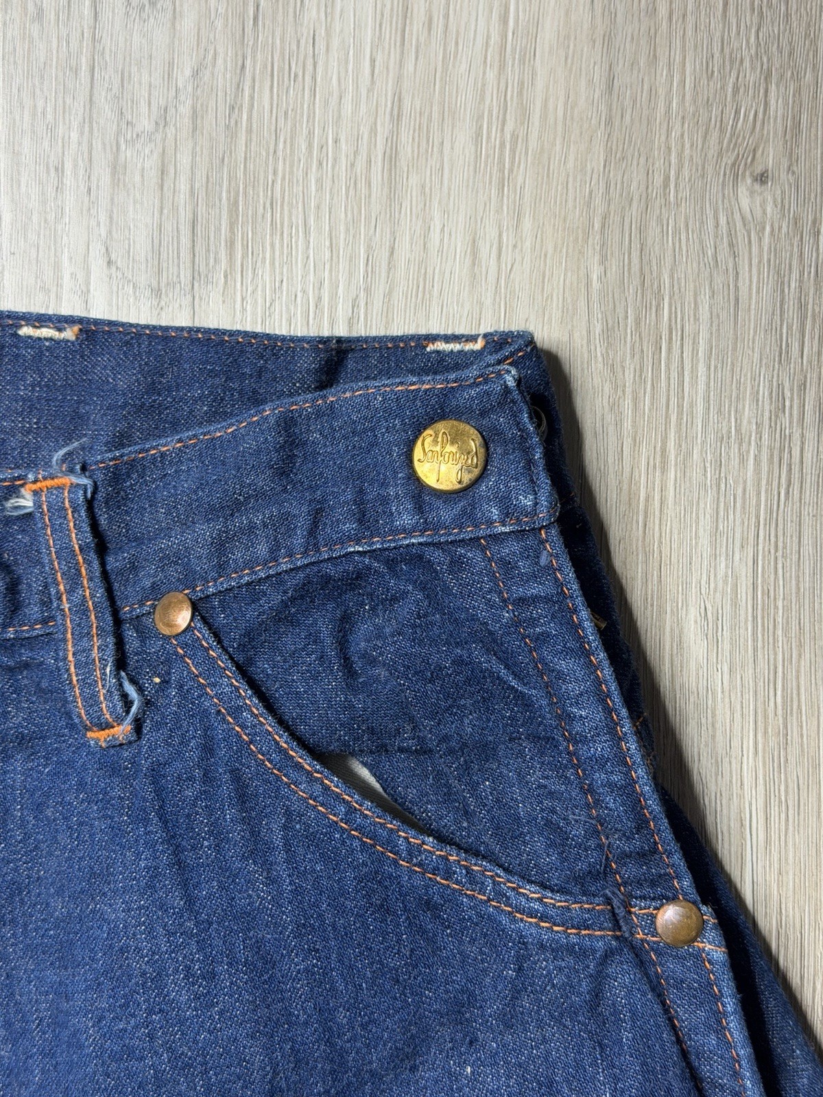 Vintage 60s BLUE BELL Women’s Denim Sanforized Side Zip Jeanies Dark Blue 29×28