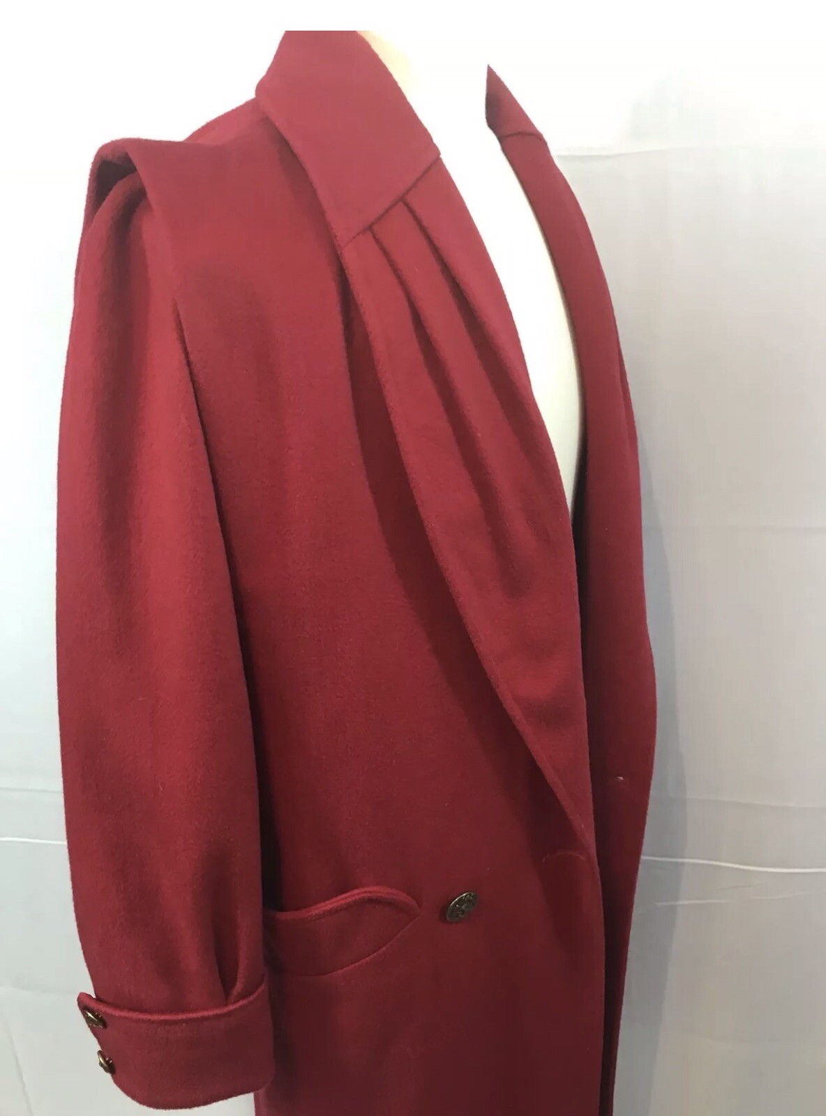 Classic Vintage Ladies Red FORSTMANN BRAETAN Full Length Wool Coat Size: Small
