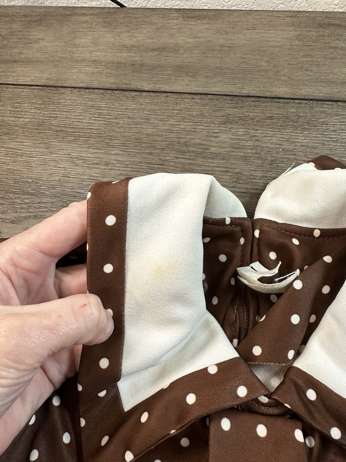 Vintage Polyester Skirt And Blouse Brown Polka Dots Size 12