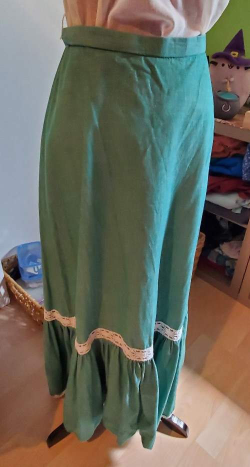 Vintage 60s/70s Hippie Prairie Cottagecore Mint Green Maxi Skirt