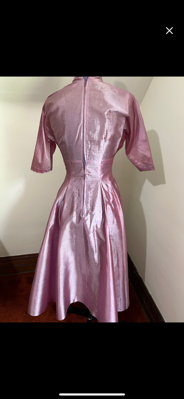 Vintage 1950s beautiful dusty rose raw silk party dress, size S