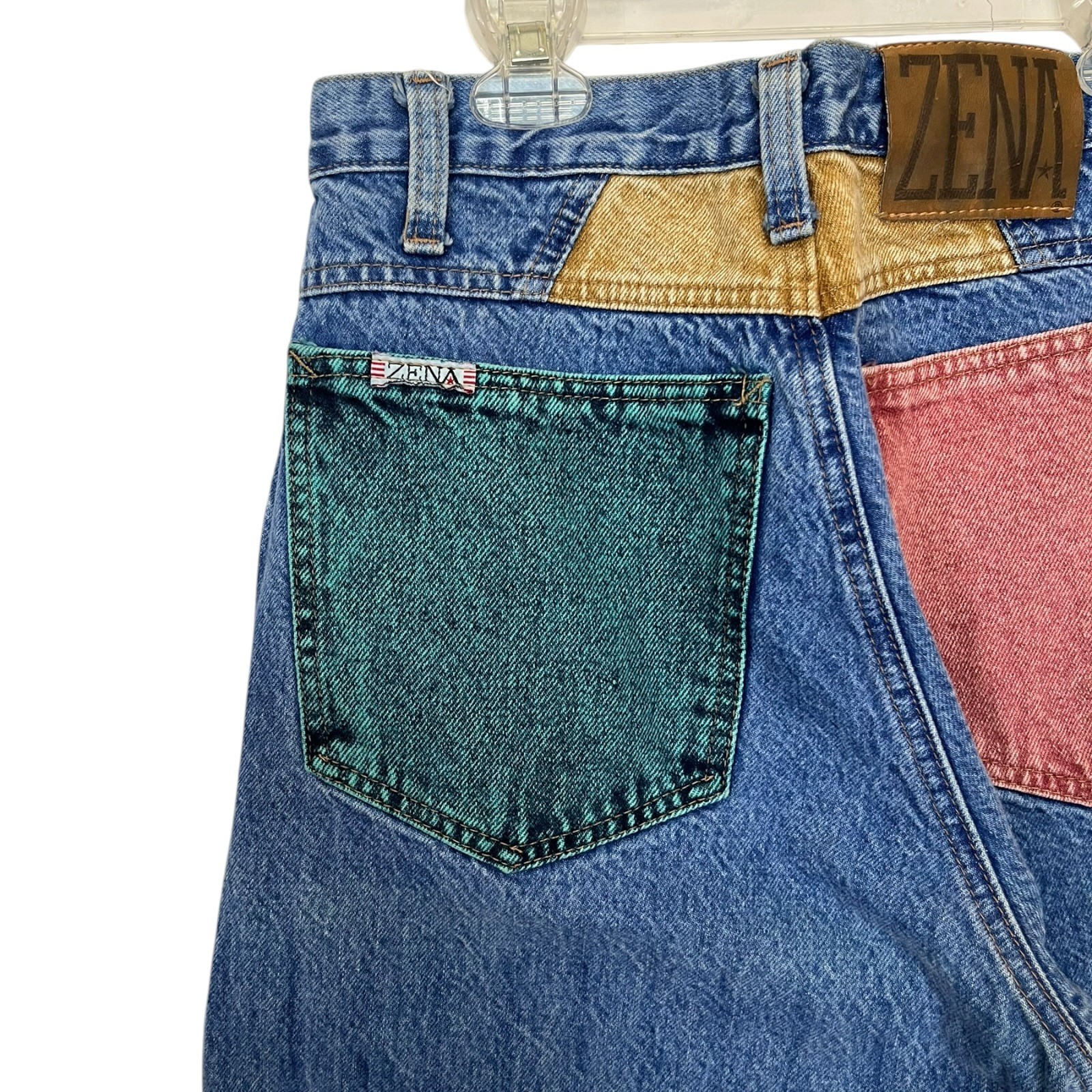 Vintage 90s Zena Jeans 27 X 31 Color Block High Rise Mom Acid Wash New Wave