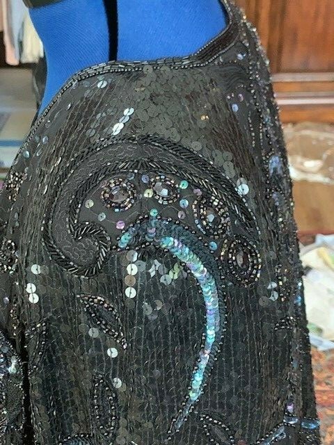 DIANE FREIS Vintage Silk Hand-Made Sequin Butterfly Jacket Resort Cruise ($495)
