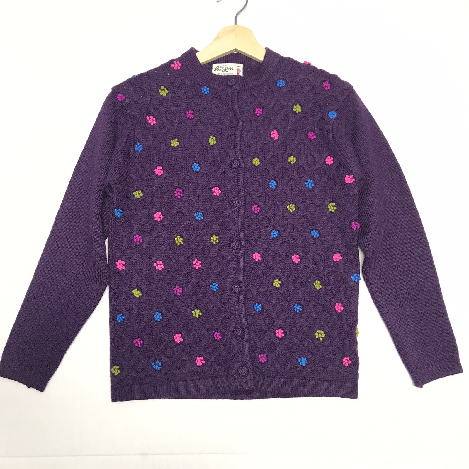 VTG Phil Rose California S Cardigan Pantsweater Wool Purple Grandmacore Cottage