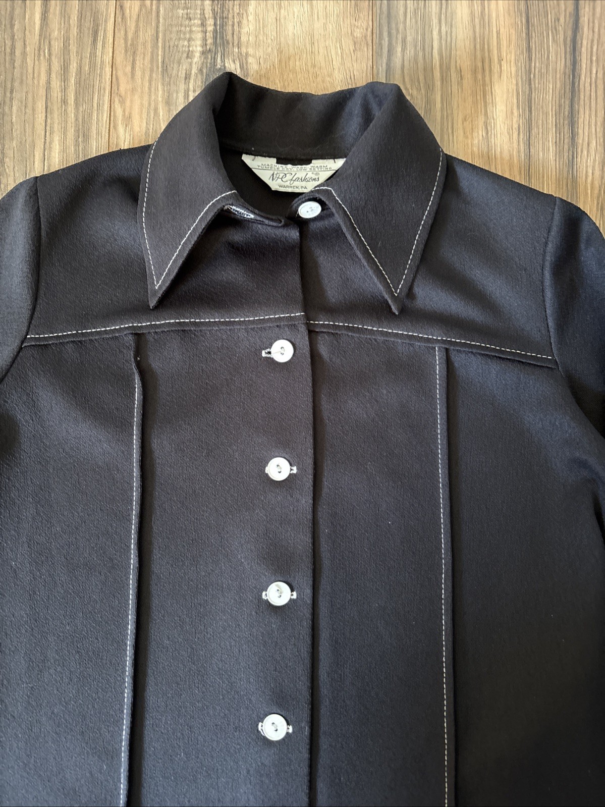 Vintage NPC Fashion Womens M Black Blouse Classic Retro Western Rockabilly