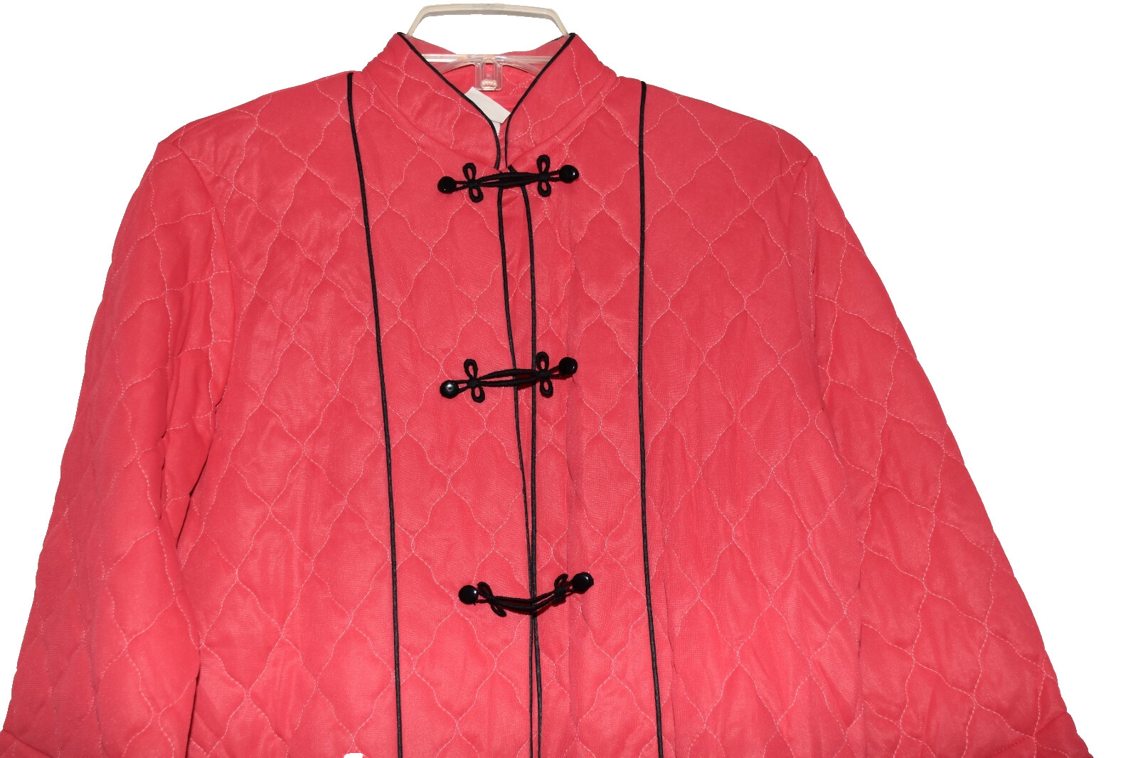 Vintage Carol Brent Rose Pink Quilted Frog Buttons Womens Bed Jacket Size 38