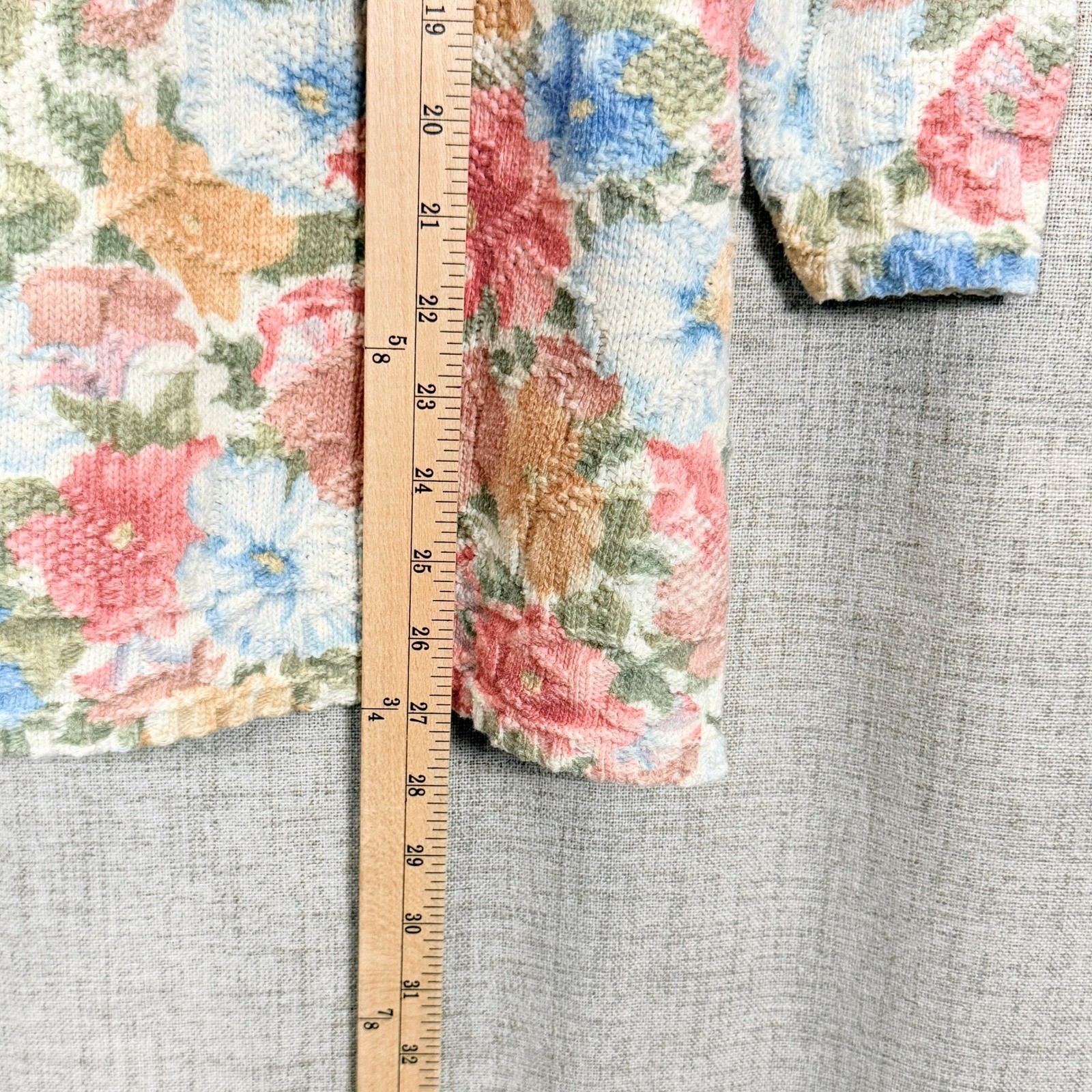 Vtg Basic Editions Floral Knit Sweater M Cottagecore Grandma Grannycore Pastel