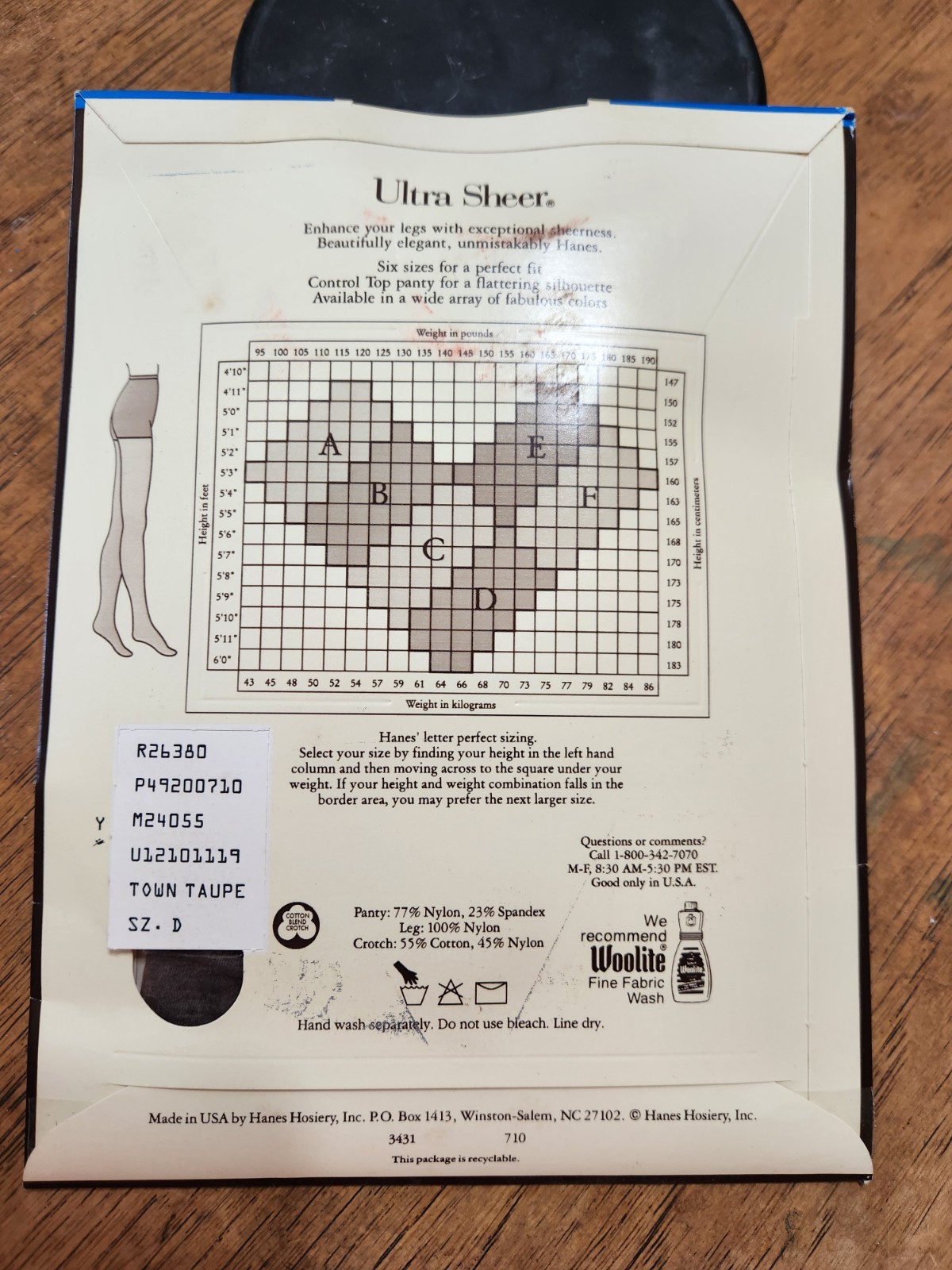 Hanes Ultra Sheer Pantyhose Control Top Sandalfoot Size D Town Taupe Style 710