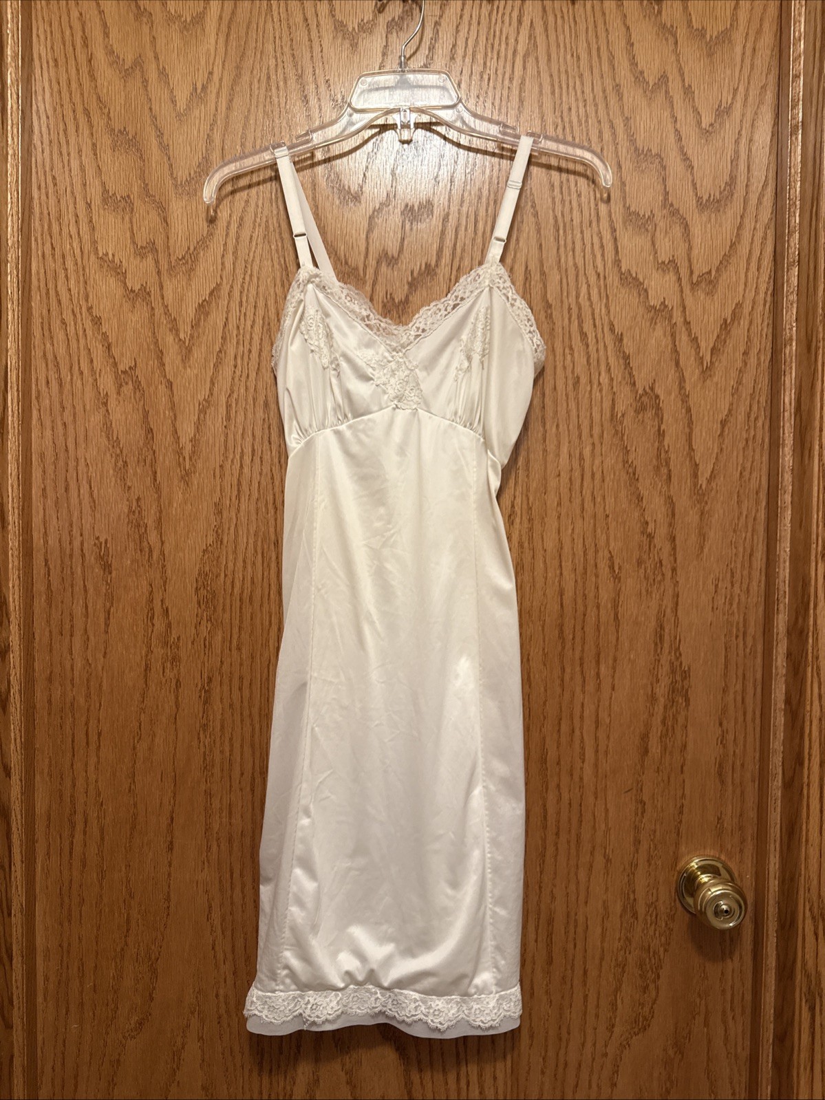 Vintage Adonna Full Slip Dress 32 Petite Ivory Penney’s Made In USA Lace