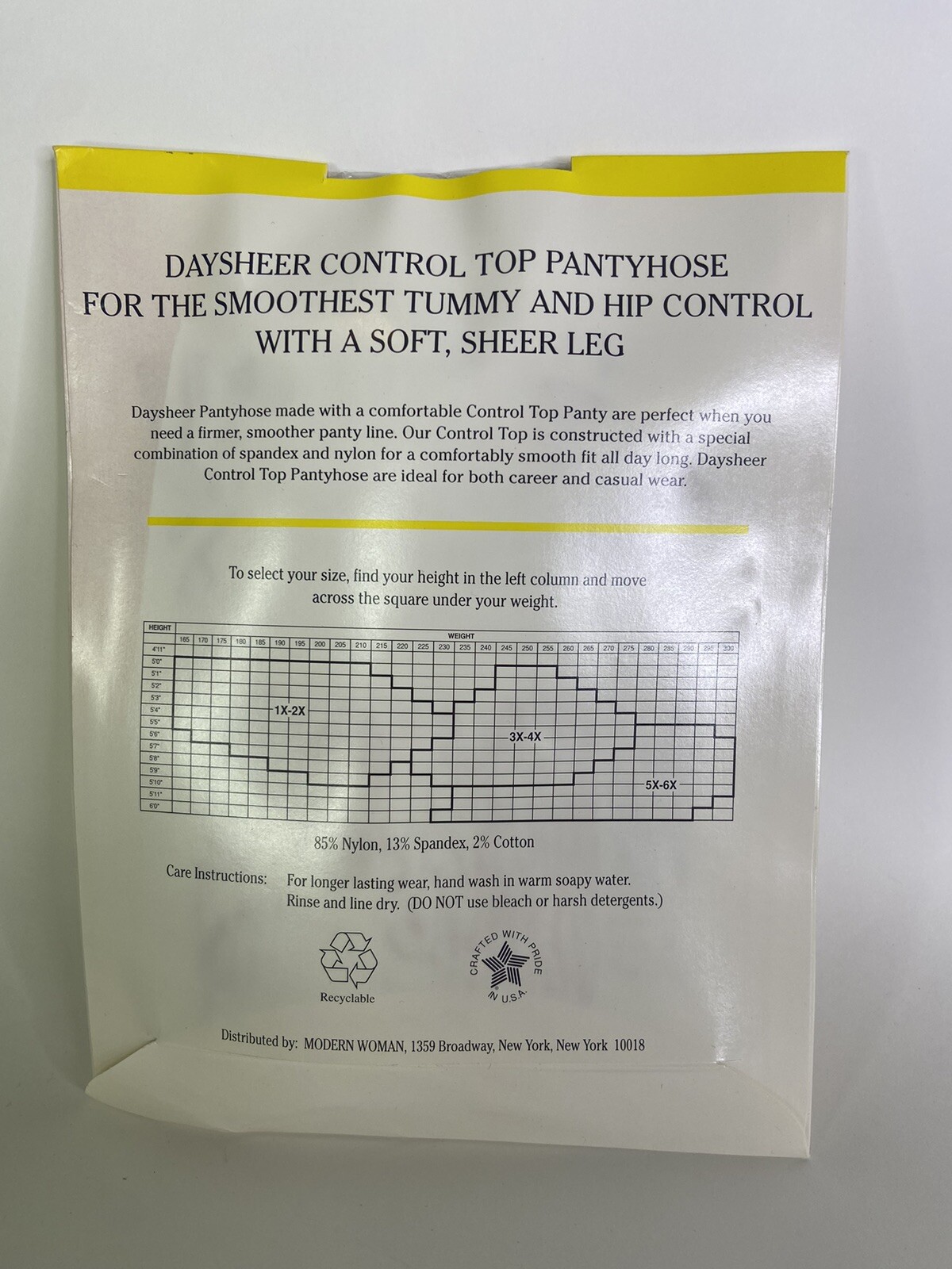 Vintage Modern Woman Sheer Sensation Daysheer Control Top Pantyhose 3X-4X Beige