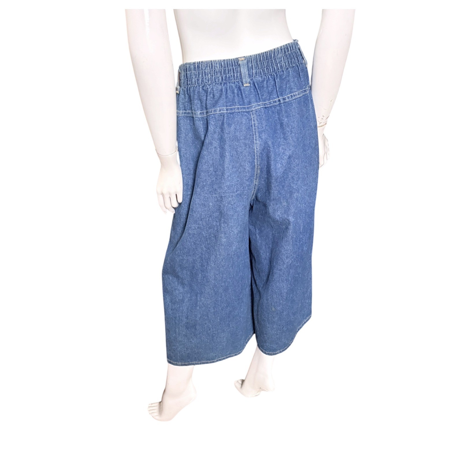 Vintage Complements Denim Culottes Wide Leg Gaucho Pants High Rise Blue USA boho