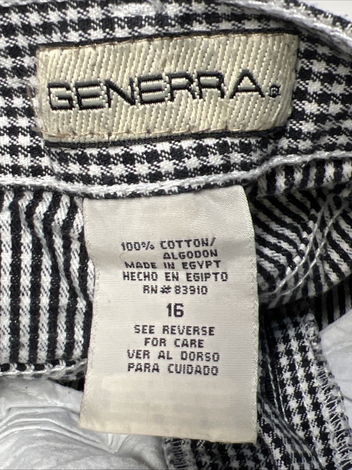 Vintage Generra Shorts 90’s Womens High Waisted Sz 14 black/white checkered