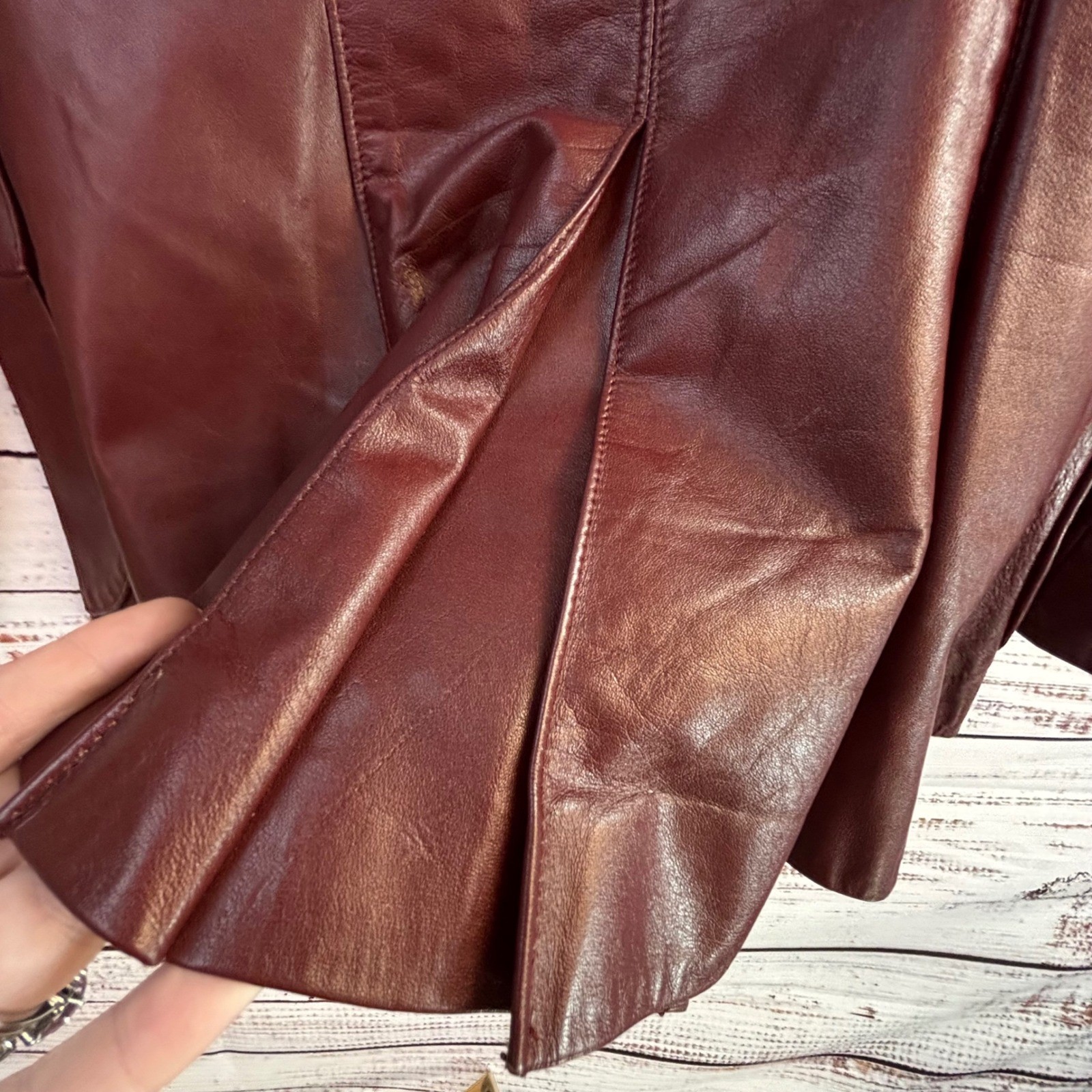 Vtg Dark Academia Equestrian Leather Blazer Etienne Aigner 12 Burgundy Oxblood