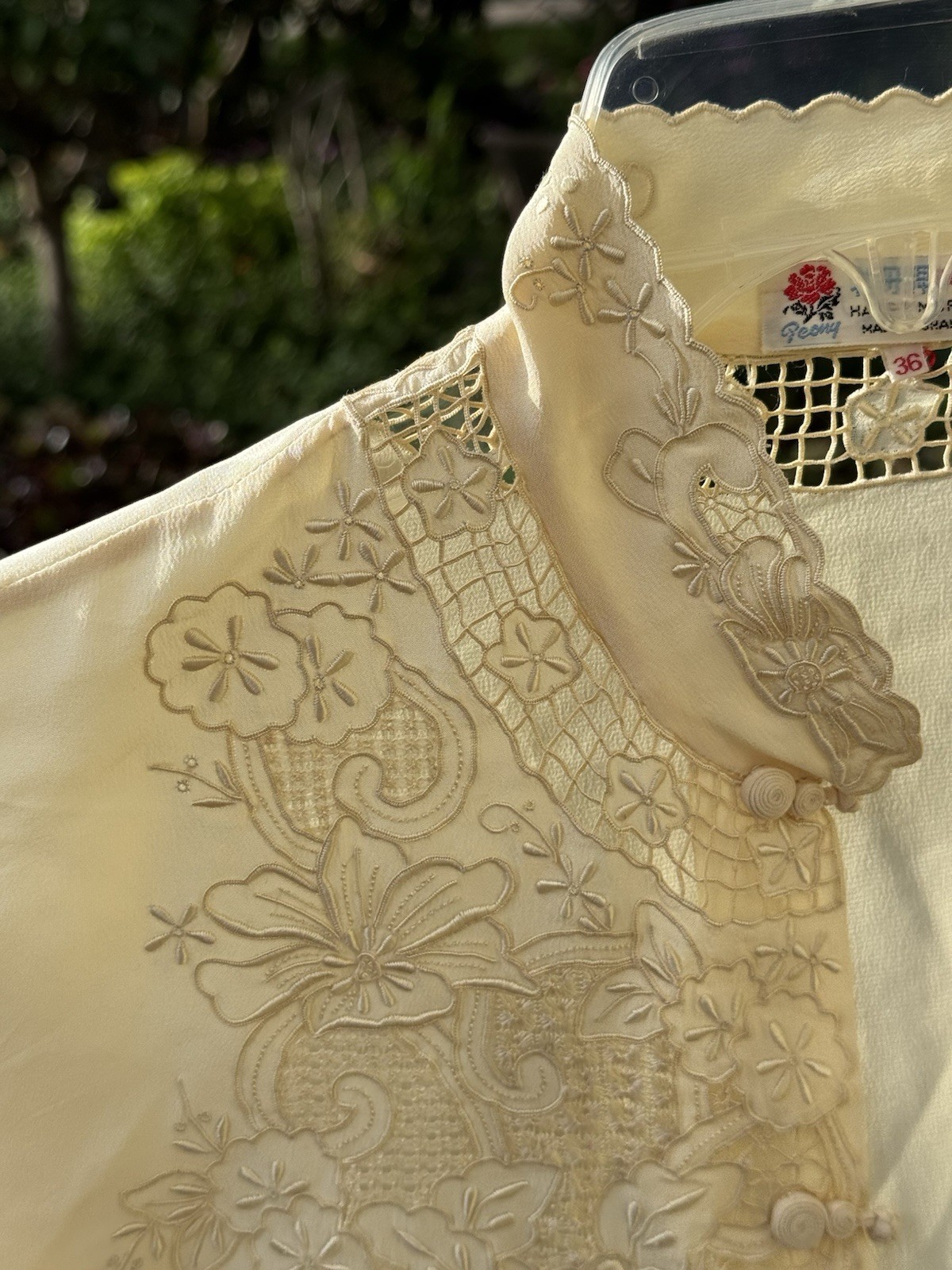 VTG Silk Master Hand Embroidered Chinese Blouse Mandarin Collar Size 36 Unworn