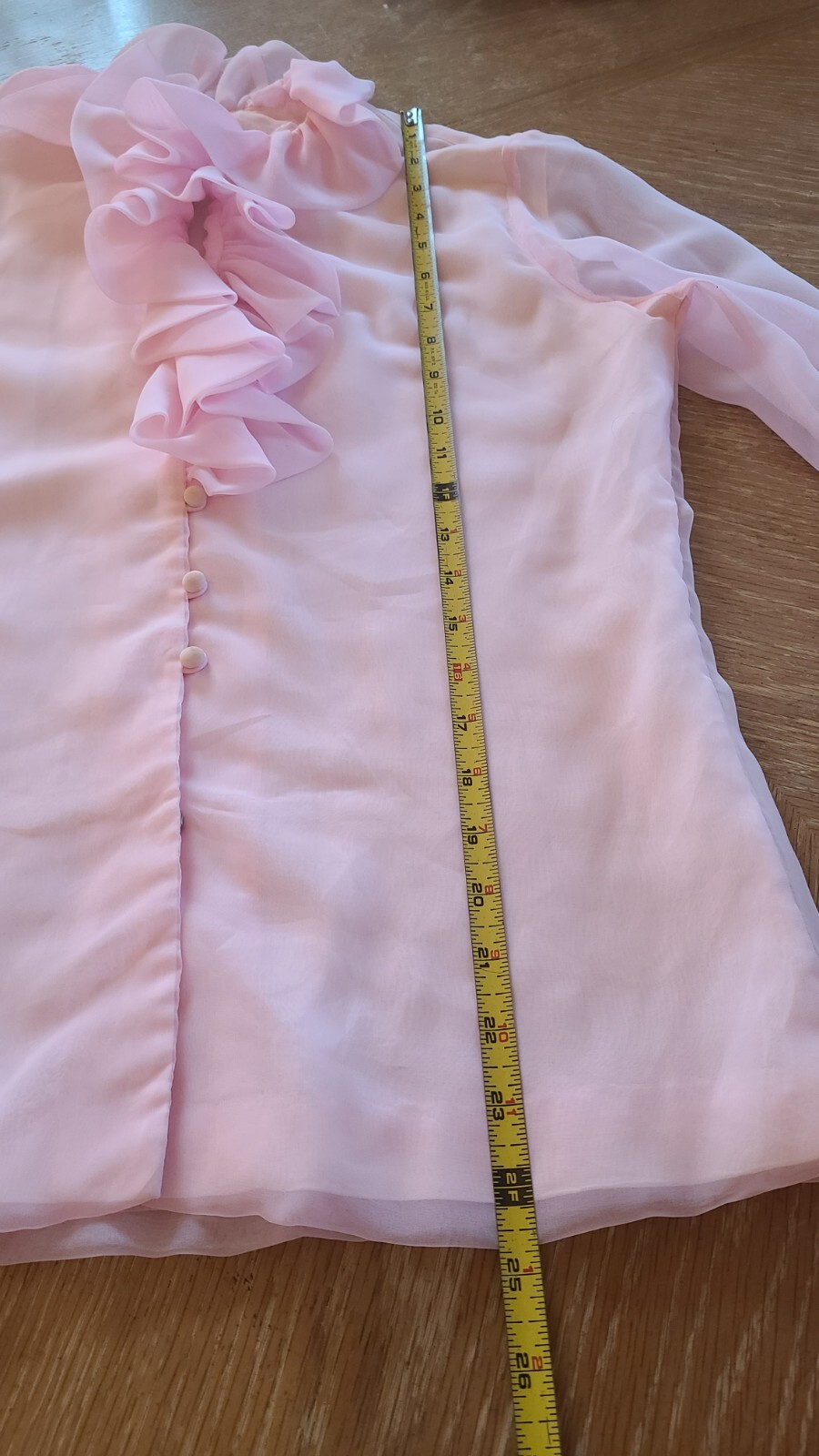 Saks 5th Ave Blush Pink Button Top Ruffle Old Money High Neck Collar Size Small