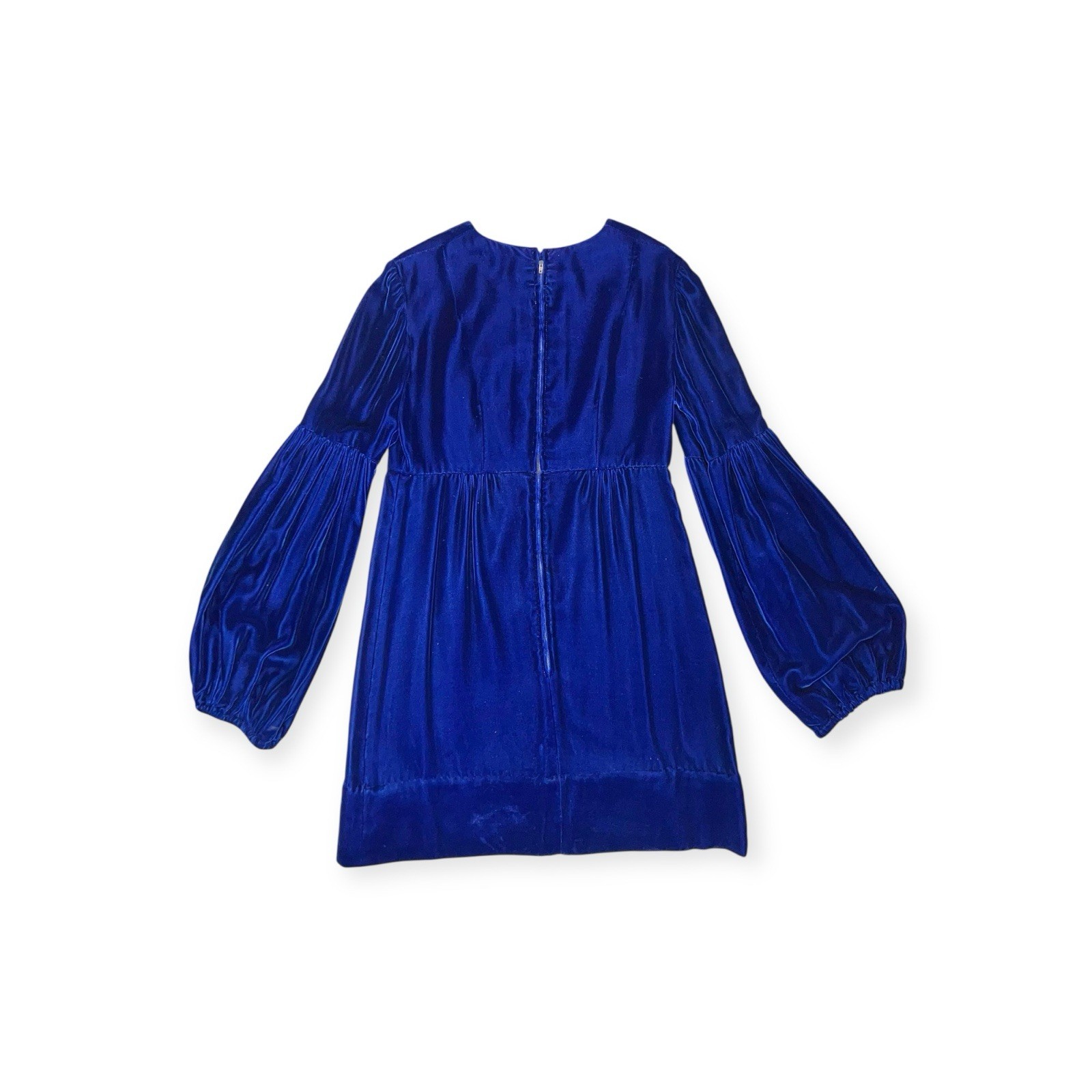 VTG 1960s BLUE VELVET DRESS GIGOT PUFF RENAISSANCE Whimsigoth MOD HIPPIE BOHO