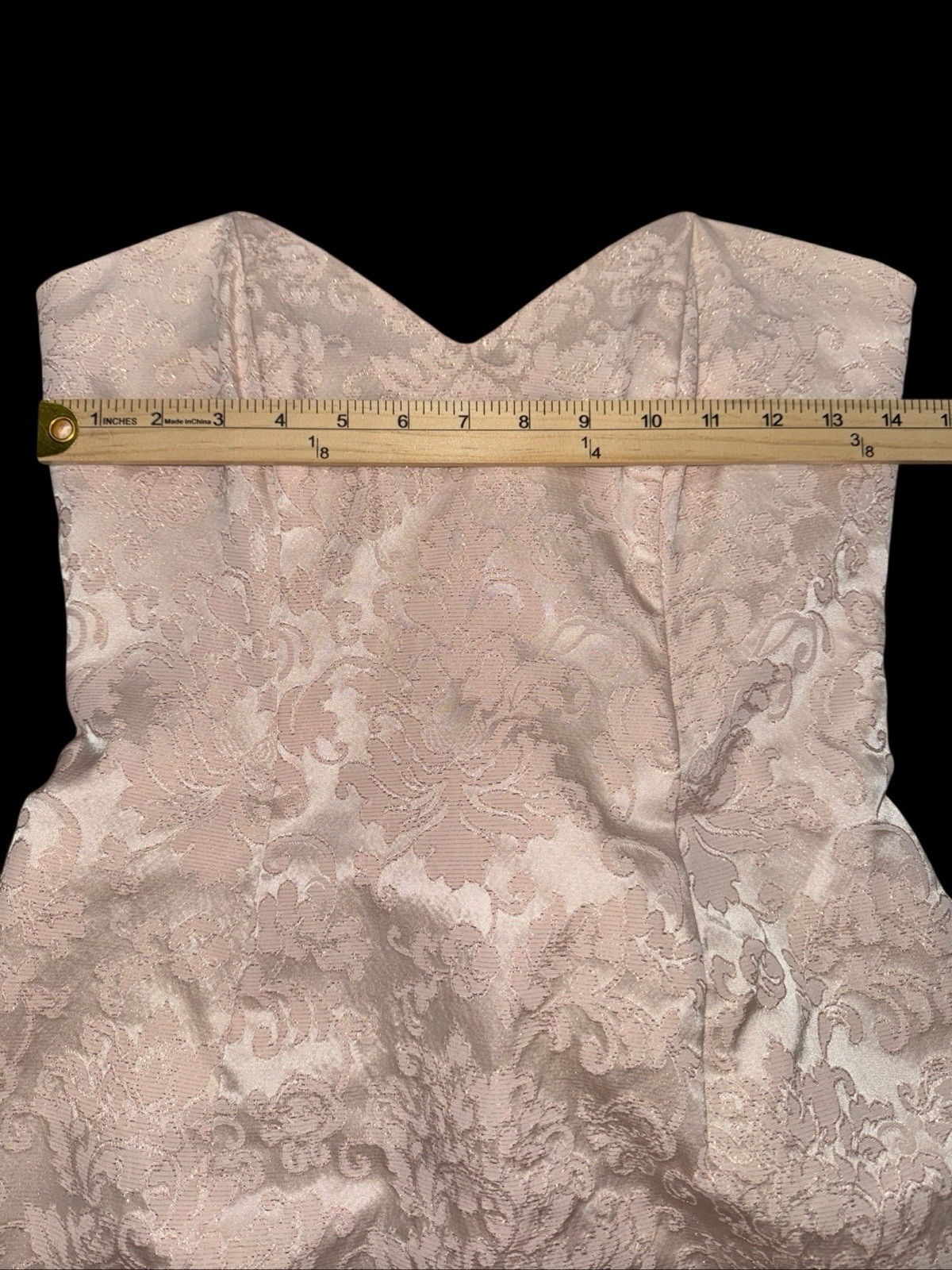 Jessica McClintock Gunne Sax Strapless Jacquard Brocade Cocktail Dress Pink 7/8