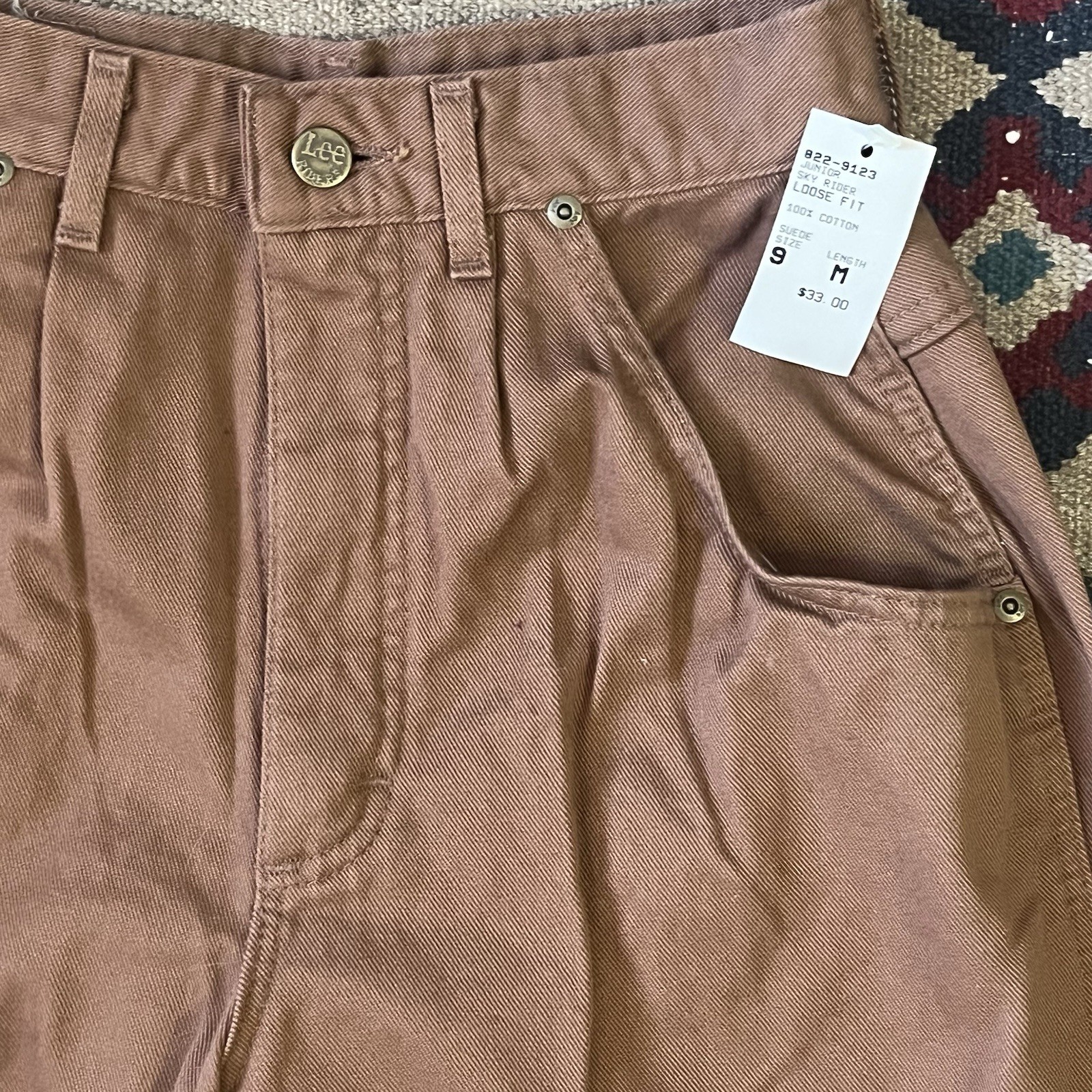 Vintage 90s Lee Sky Riders Jeans Women’s 9 M Brown Loose Fit USA Made New NOS