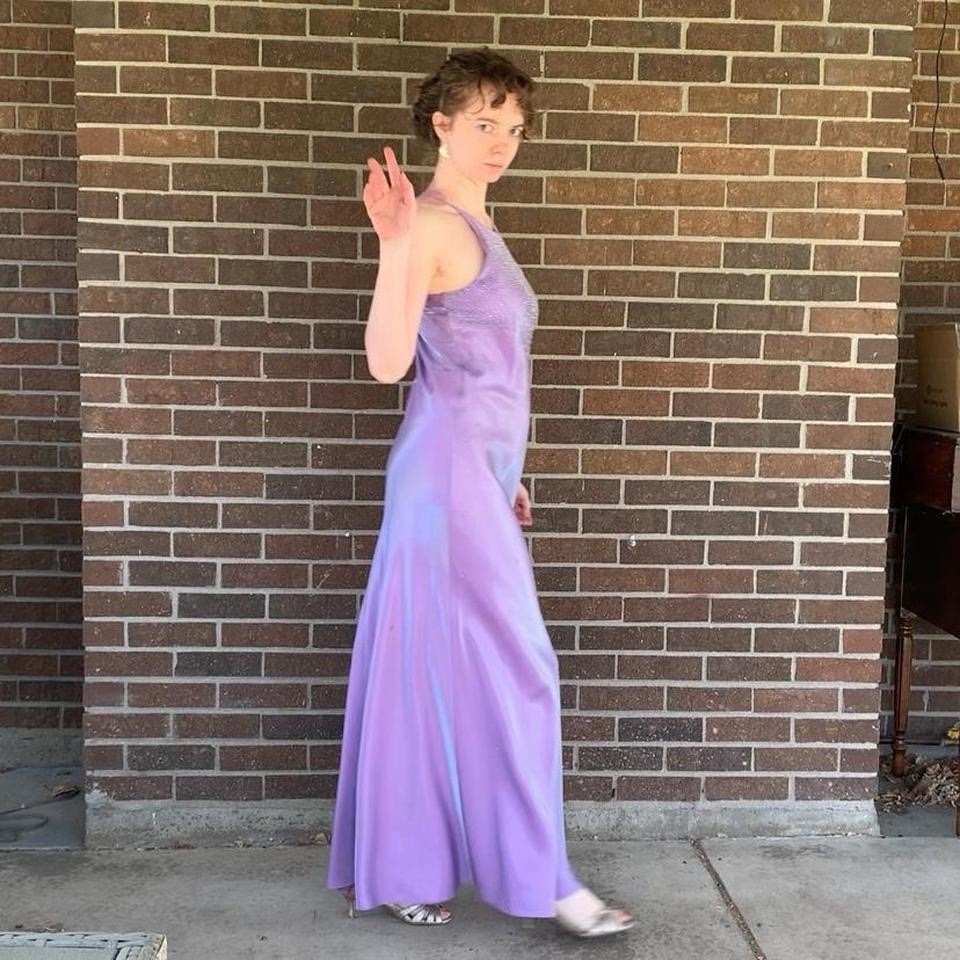 90’s Chelsea Nites Lavender Iridescent Beaded Gown Size S/M