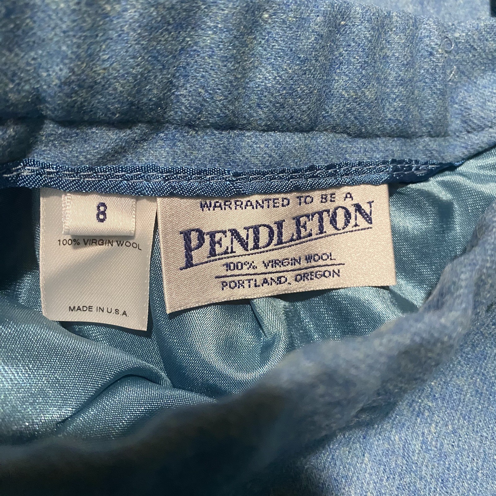 NWT VNTG Pendleton Womens 90’s Power Skirt Sz 8 Blue Solid Wool Classic Preppy
