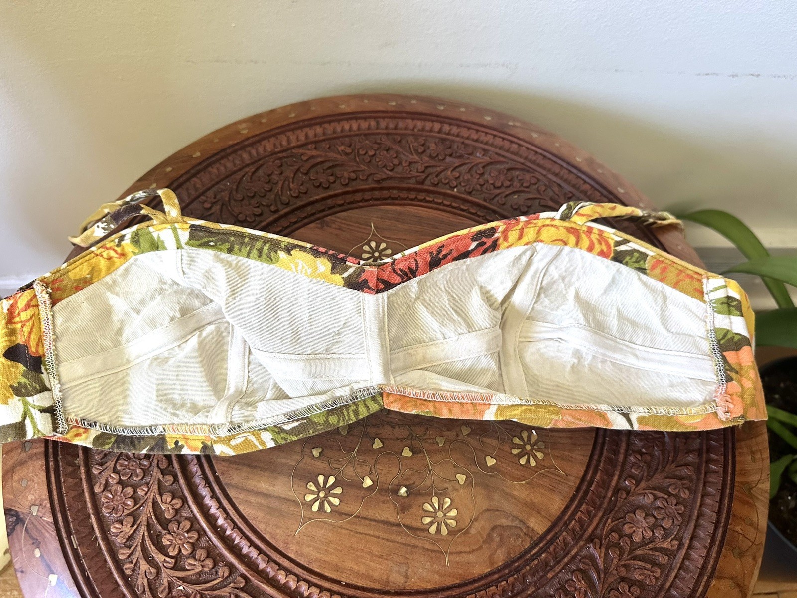 Vintage 1950-1960’s Floral Bathing Suit Top, Bullet Bra Styling