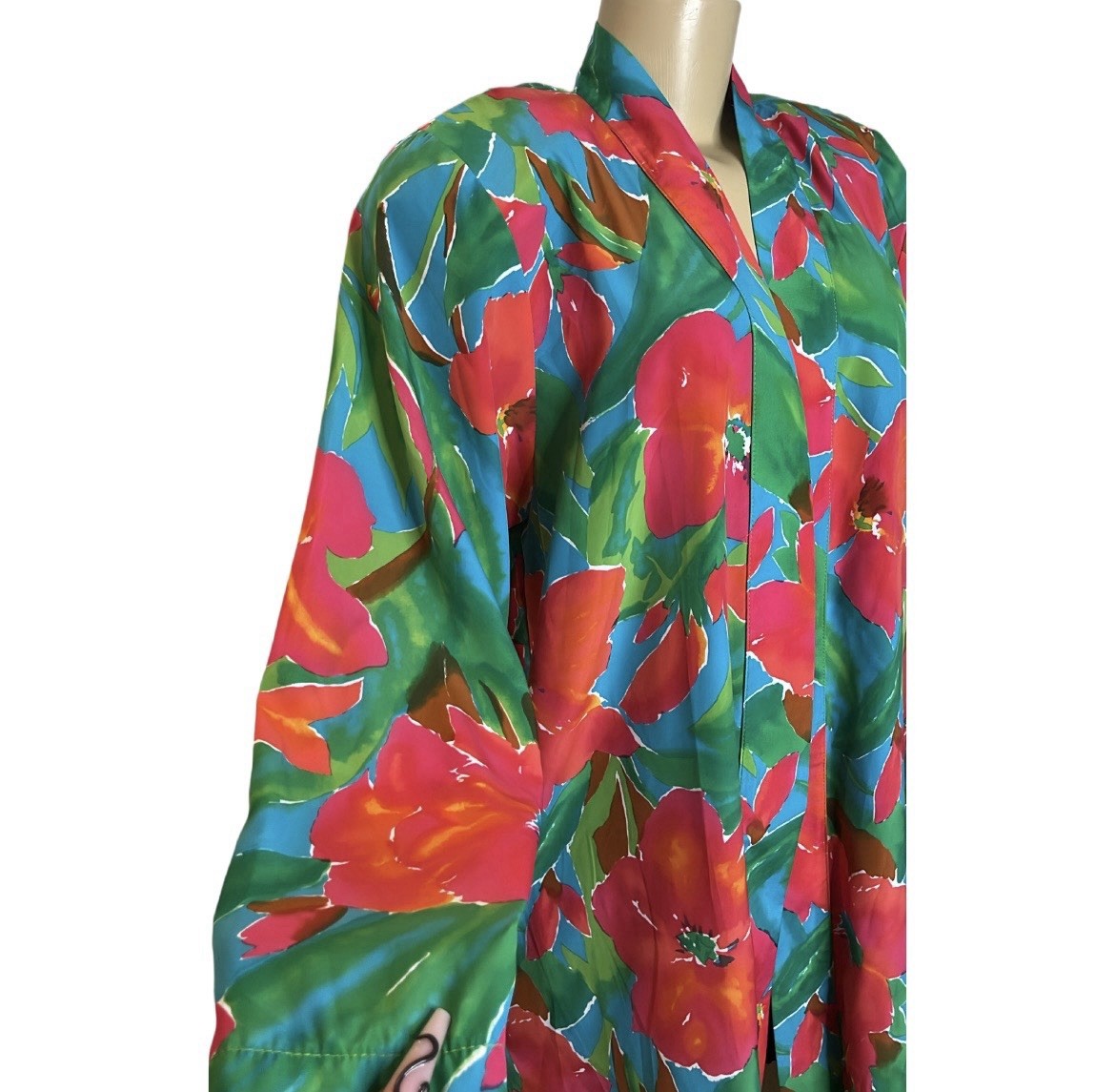 Vintage 80s Jo Hardin Colorful Floral Duster