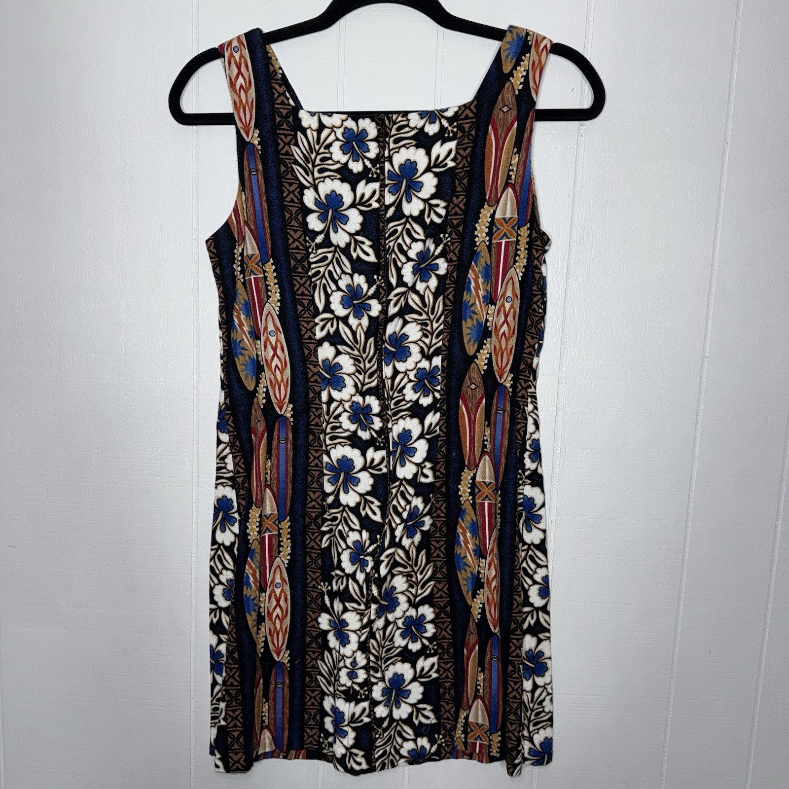 Vintage Shannon Marie Hawaii Mini Dress Surfboards Hibiscus Beach Cruise Size S