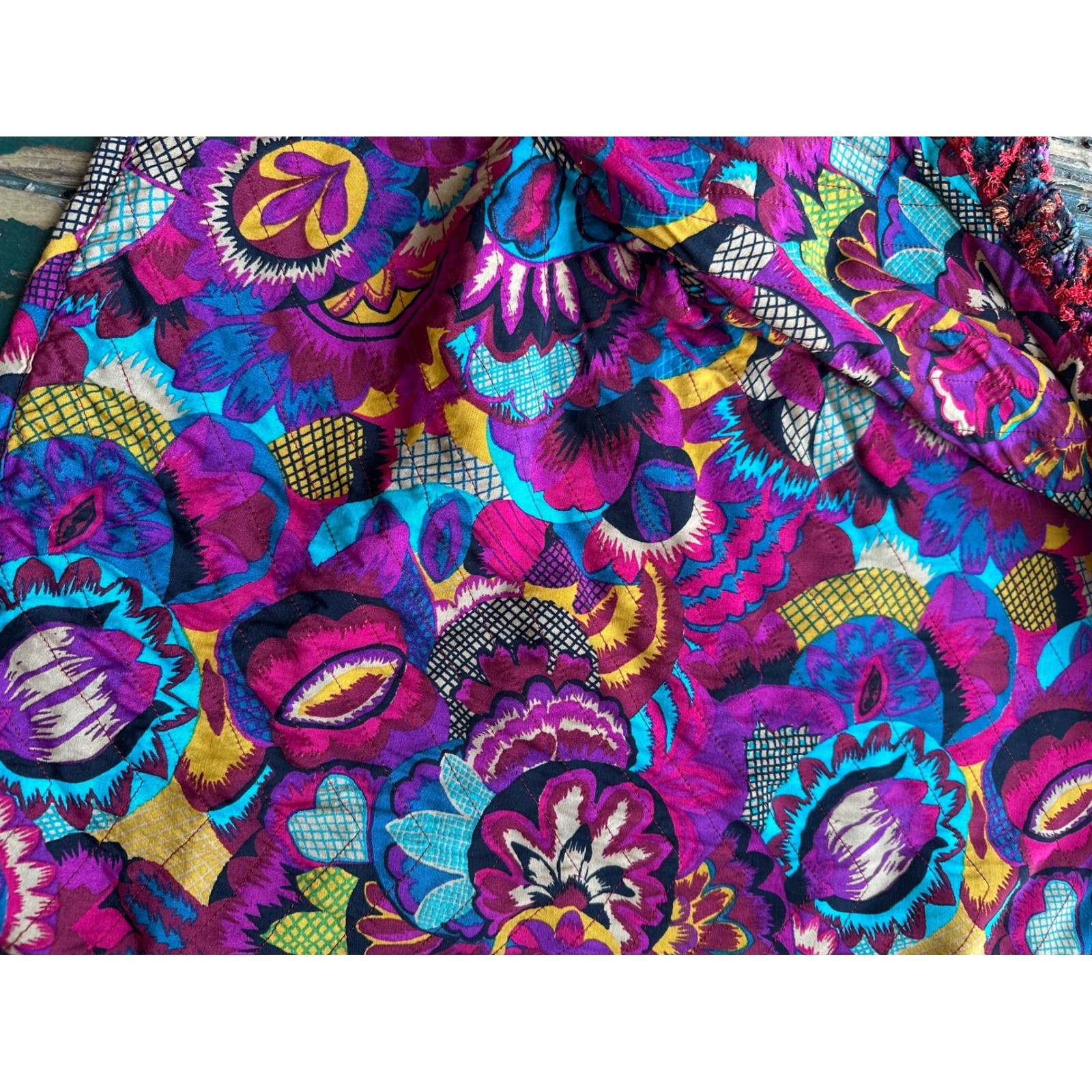 Boho Multi-Color Textured Ribbon Shaggy Cropped Open Jacket One Size Rayon