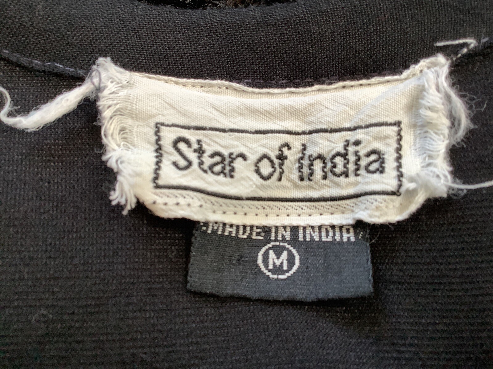 Vintage Star Of India Dress Size Medium Black Velvety Long Sleeve Made In India