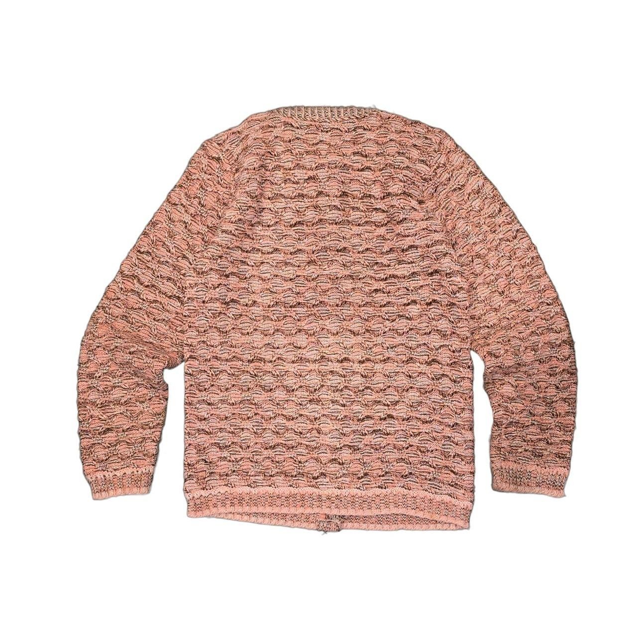 Vintage 60s Acrilan Heriglic Textured Knit Cardigan Sweater Peach Pink S/M