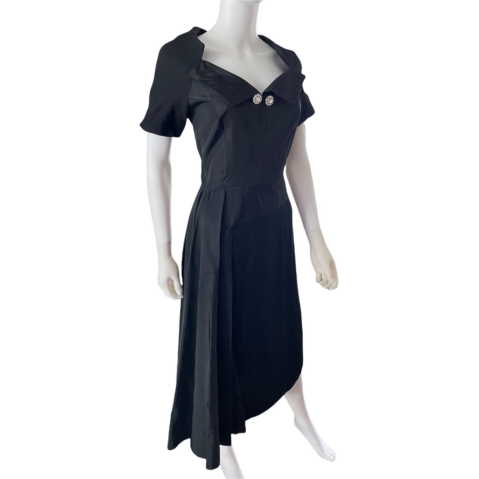 Vintage 40s Little Black Dress, Sz M, Metal Talon Side Zipper