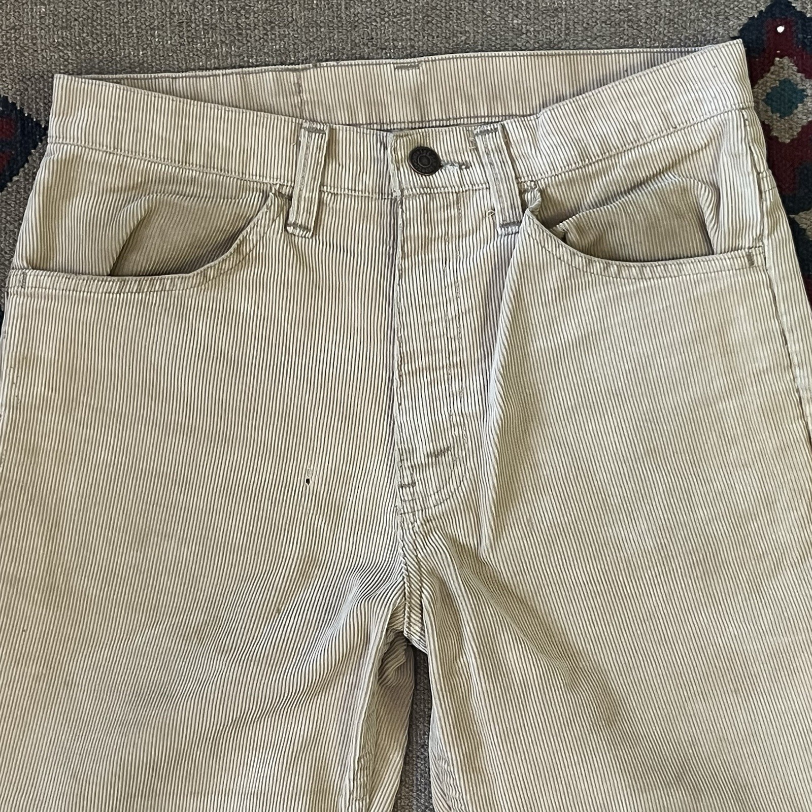 Vintage 80s Gap Pioneer Corduroy Pants Womens 28×30 Beige Distressed Cords