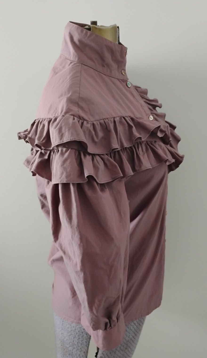 Vtg Janet Russo Ruffled Top Blouse Women’s 80’s Puff Sleeve High Neck 4 EC Mauve