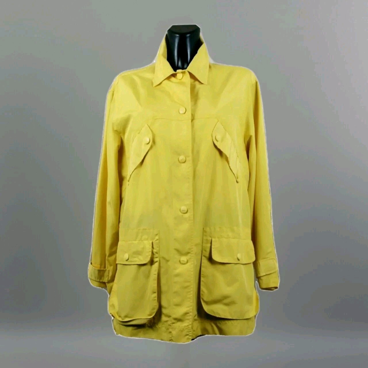 Vintage KRIZIA JEANS Woman Overcoat 2/4 Purely 80 Rubberized Yellow Microfiber40