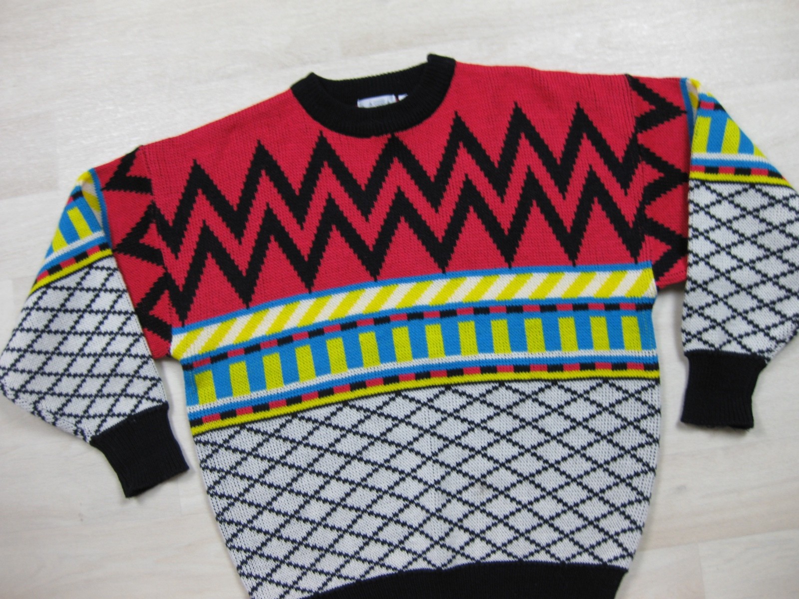 Vintage 80s Chateau Artsy Crewneck Sweater Women’s (M) Geometric New Wave