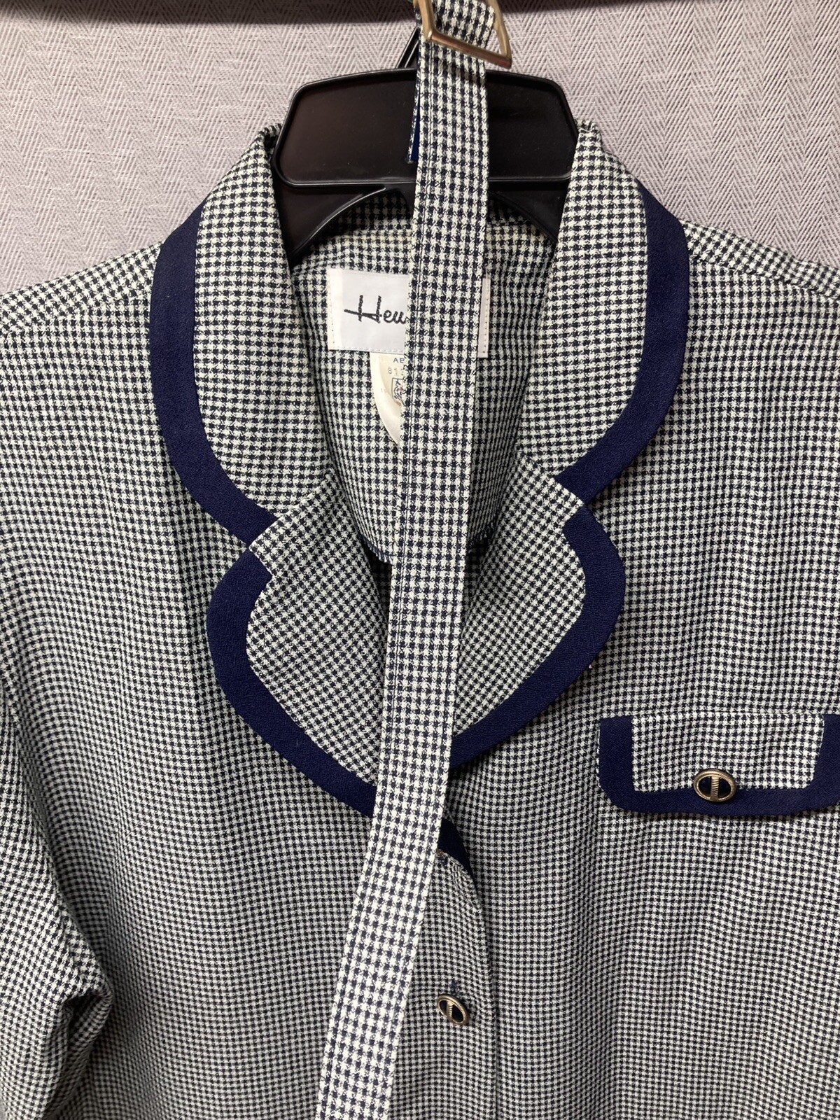 Vintage 1970s Henry Lee Secretary Dress Size 14 Houndstooth Union Tag Belted