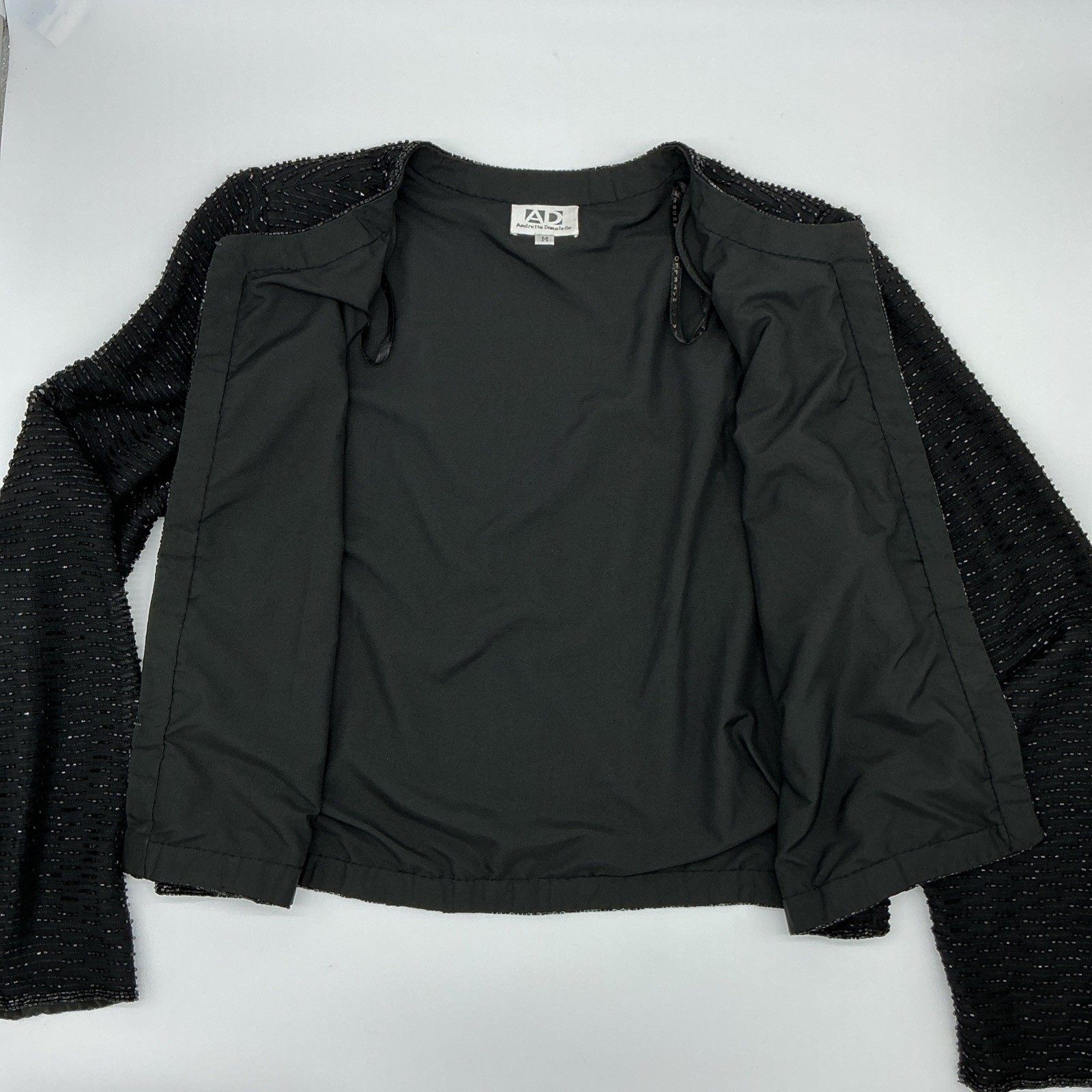 Vintage ANDRETTA DONATELLO Silk Beaded Jacket/Topper Black Size Medium