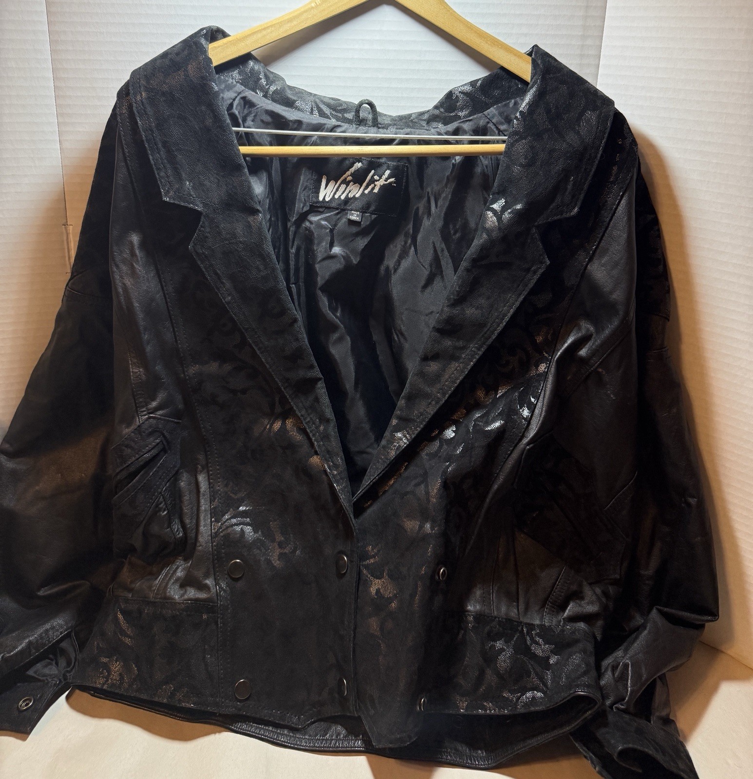 ***RARE*** VINTAGE 80s WINLIT LEATHER DESIGNER FASHION OUTDOOR JACKET COAT SZ M