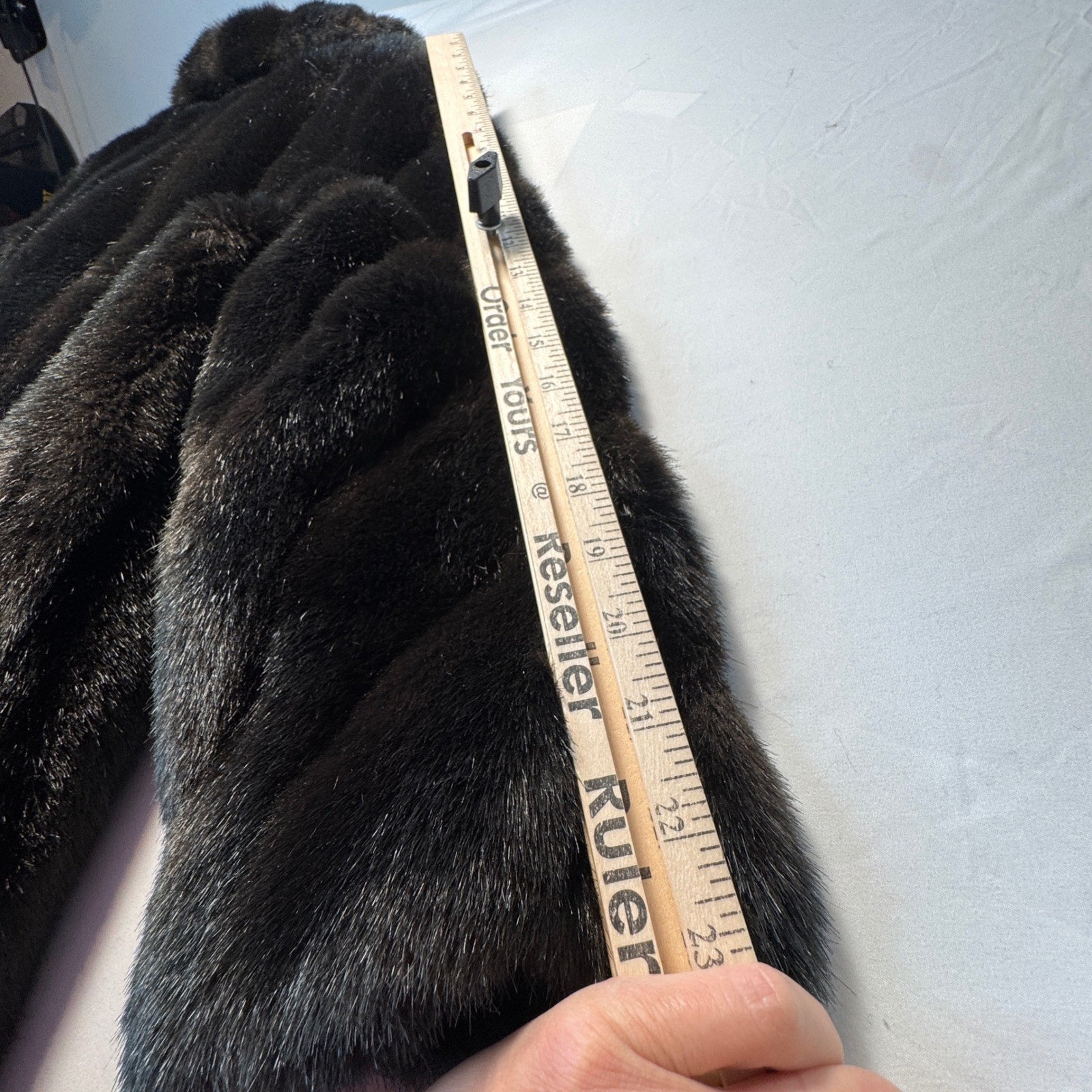 Jacques Saint Laurent for Genelle Vintage Faux Fur Coat Brown Orange Lining L