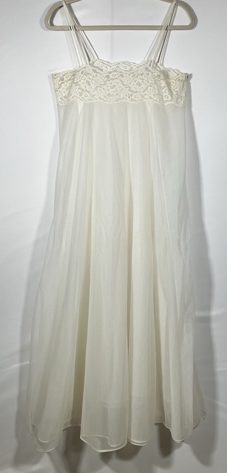 Vintage Henson Kickernick Womens 34 Double Chiffon Sheer Bridal Nightgown Ivory