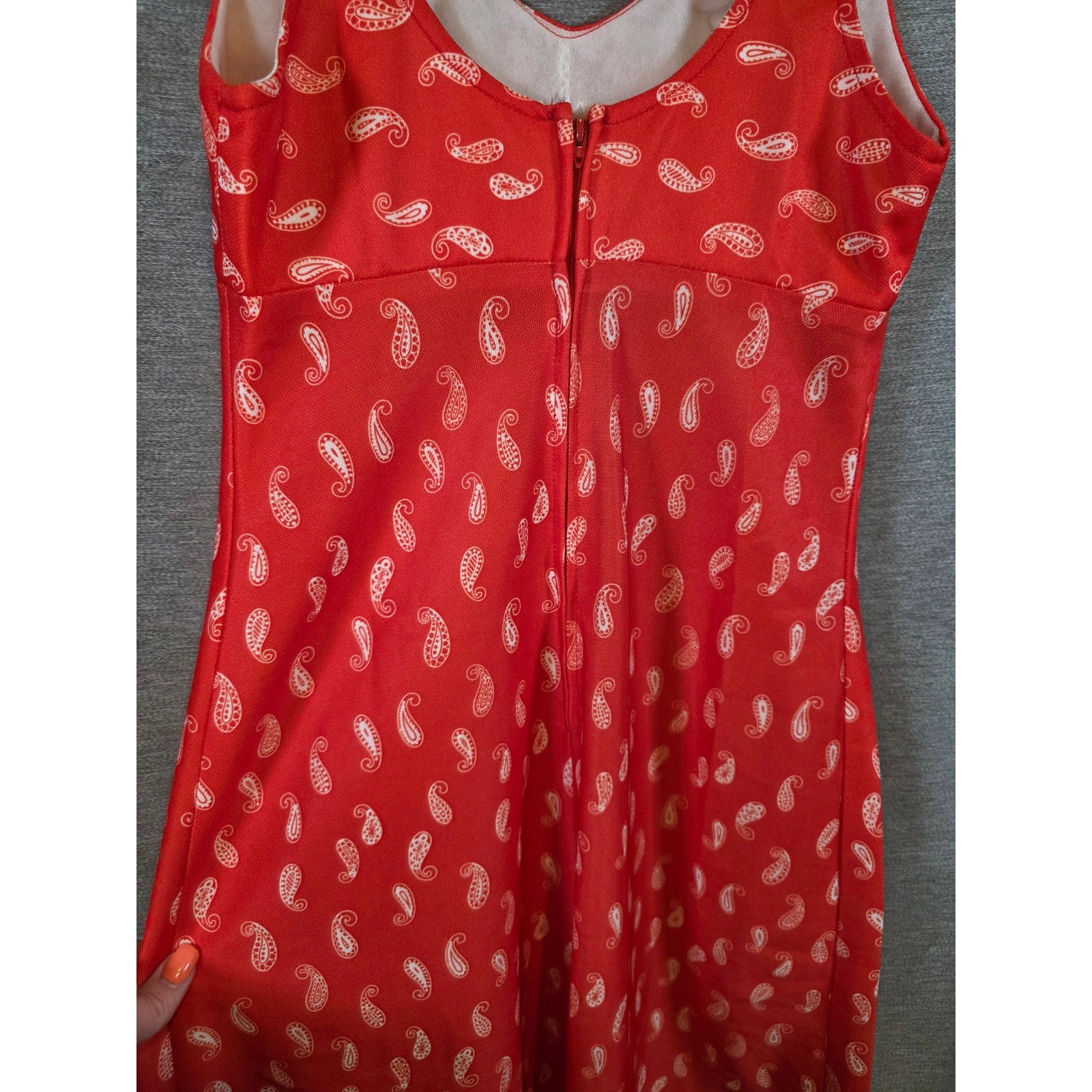 Vintage 70s Jack Hartley Inc Miami Red Bandana Boho Dress Sz Sm *READ*
