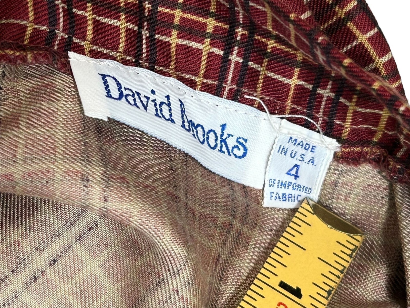 VTG David Brooks Womens Size 4 Plaid Skirt & Vest Set W Floral Details Wrap Zip