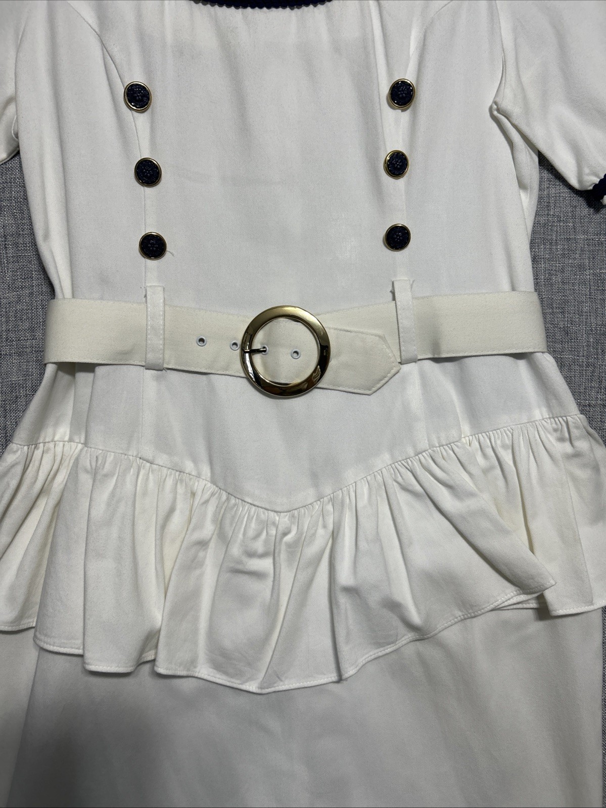 Mayvens Women’s Ivory VTG 1980s Sailor Stewardess Belted Party Dress Size 11