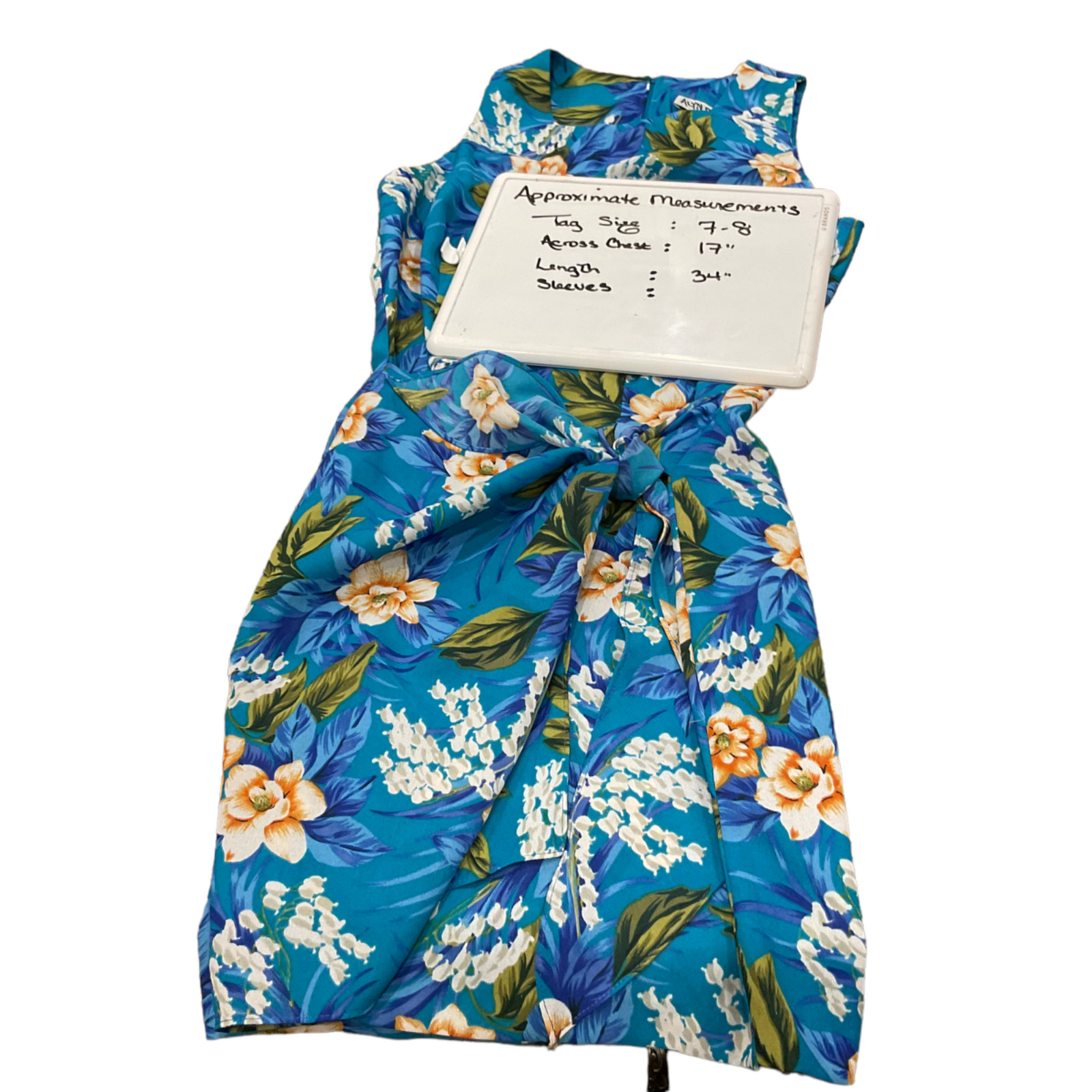 Vintage Alyn Paige Hawaiian Sarong Dress Juniors Sz 7/8 Tropical Floral short