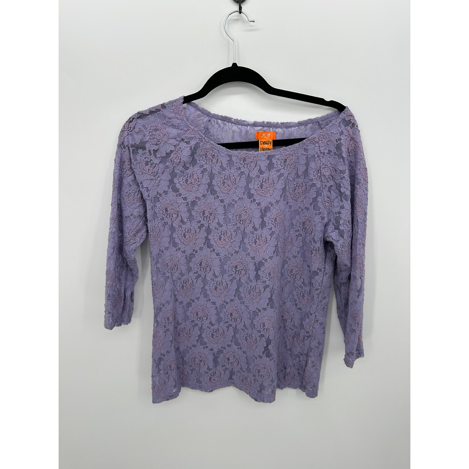Purple Lace Y2K Boho Festival Fairy Top Sz L Sheer Floral Grunge Coquette