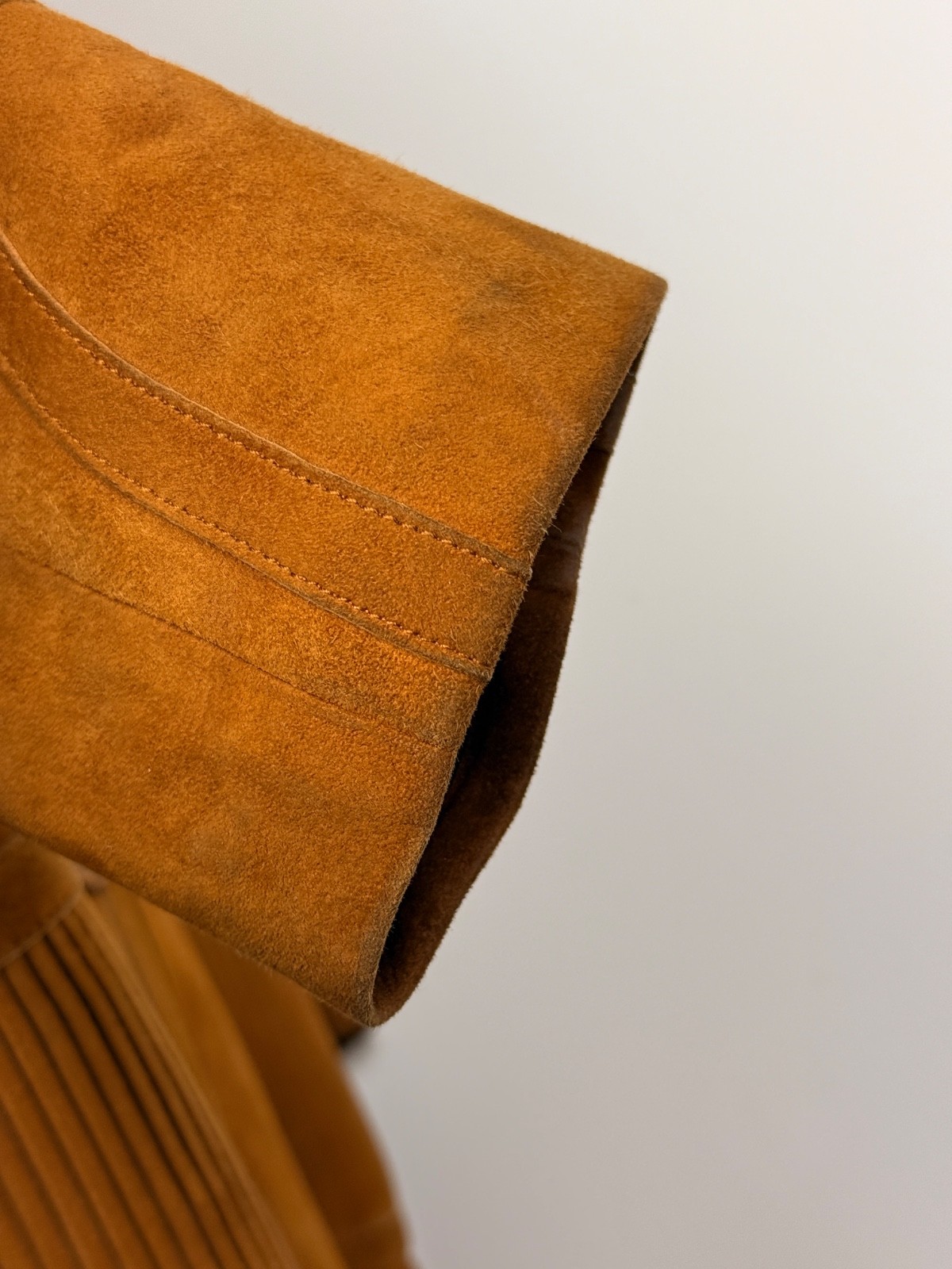 Vintage LOEWE Suede Trench Coat Leather 1970s /1980s Size FR 42 / Caramel Ochre
