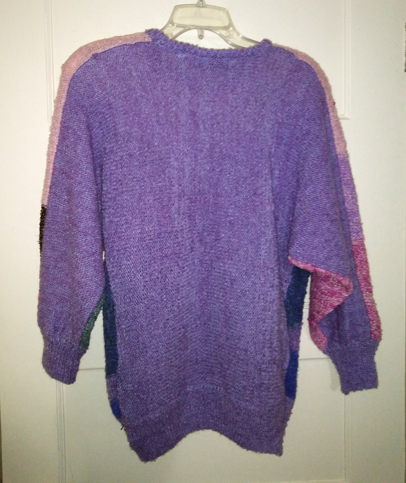 Vntg 80’s Maurada Pearl & Rosettes Embellished, Abstract Acrylic Sweater Size S