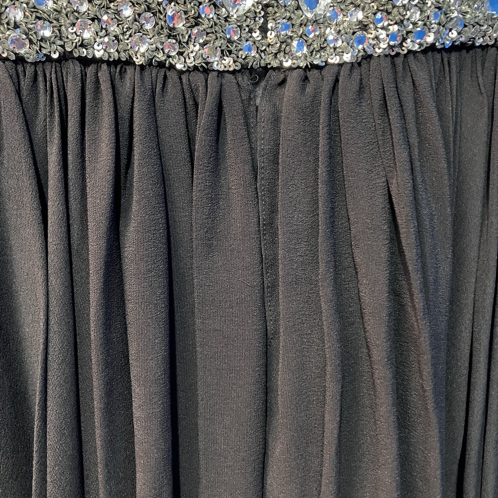 Vintage 90s Style Black Silver Sequin Diamonte Cocktail Mini Dress Sz 10 approx